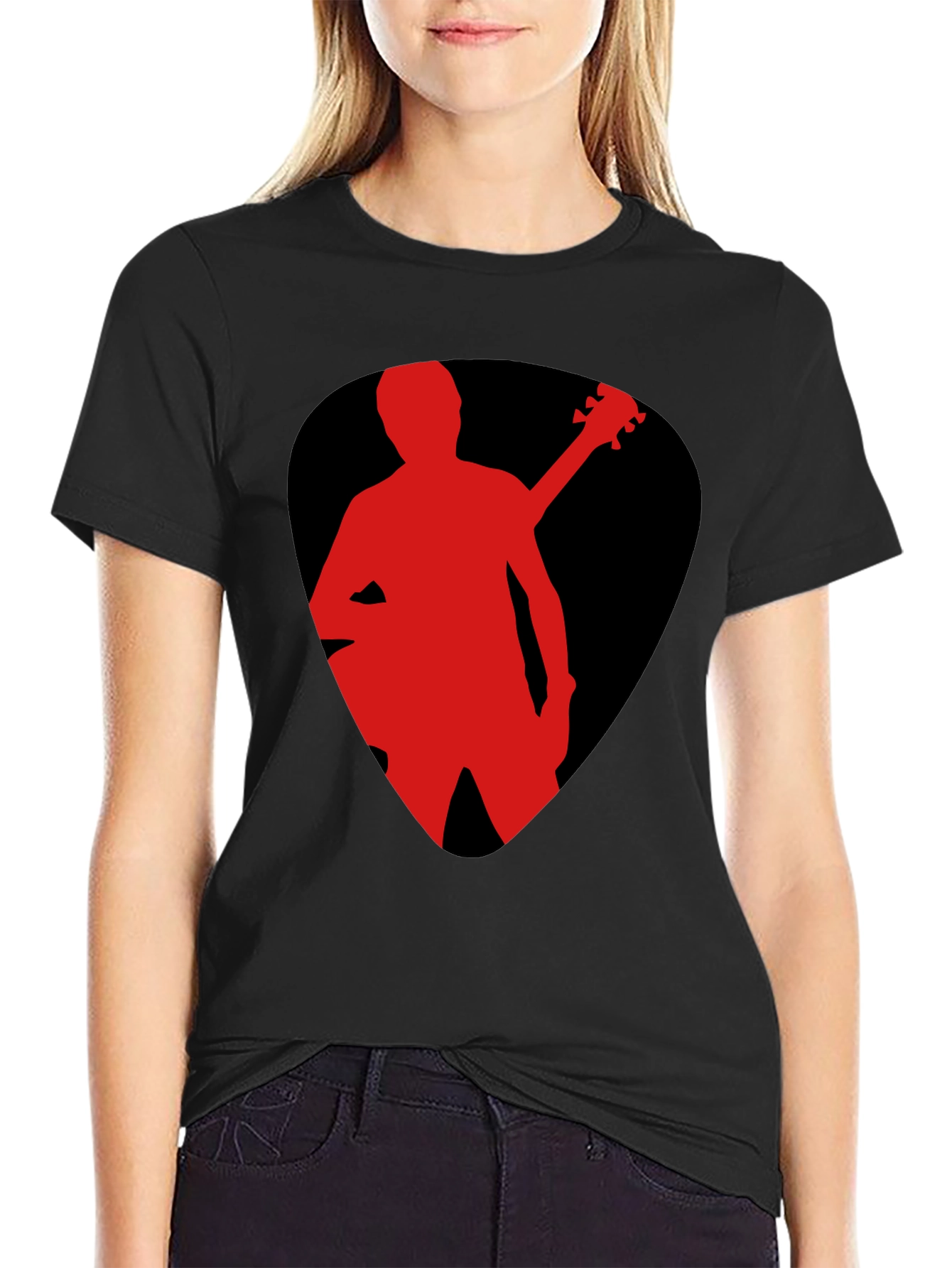 Guitar Pick Silhouette T-Shirt - Black