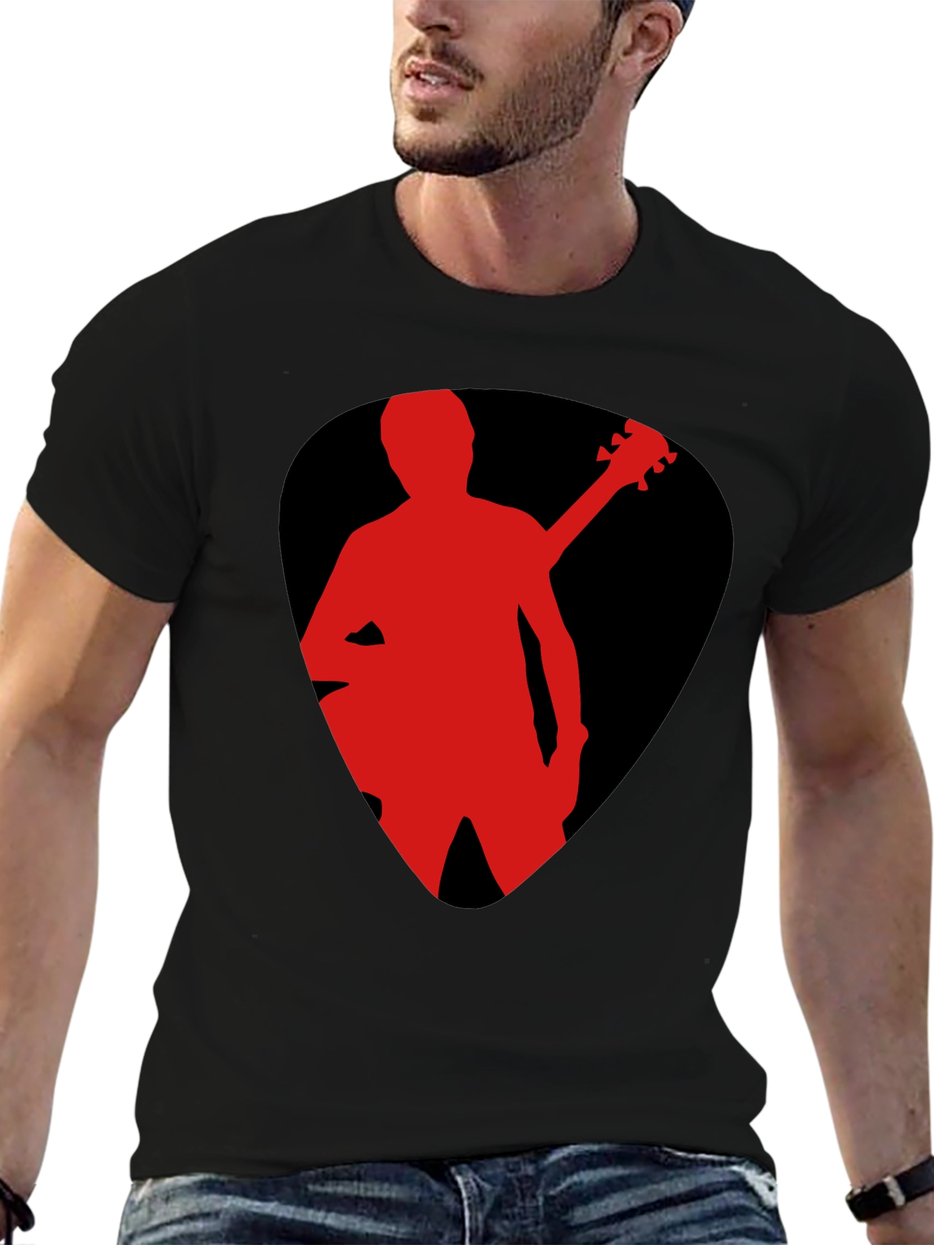 Guitar Pick Silhouette T-Shirt - Black