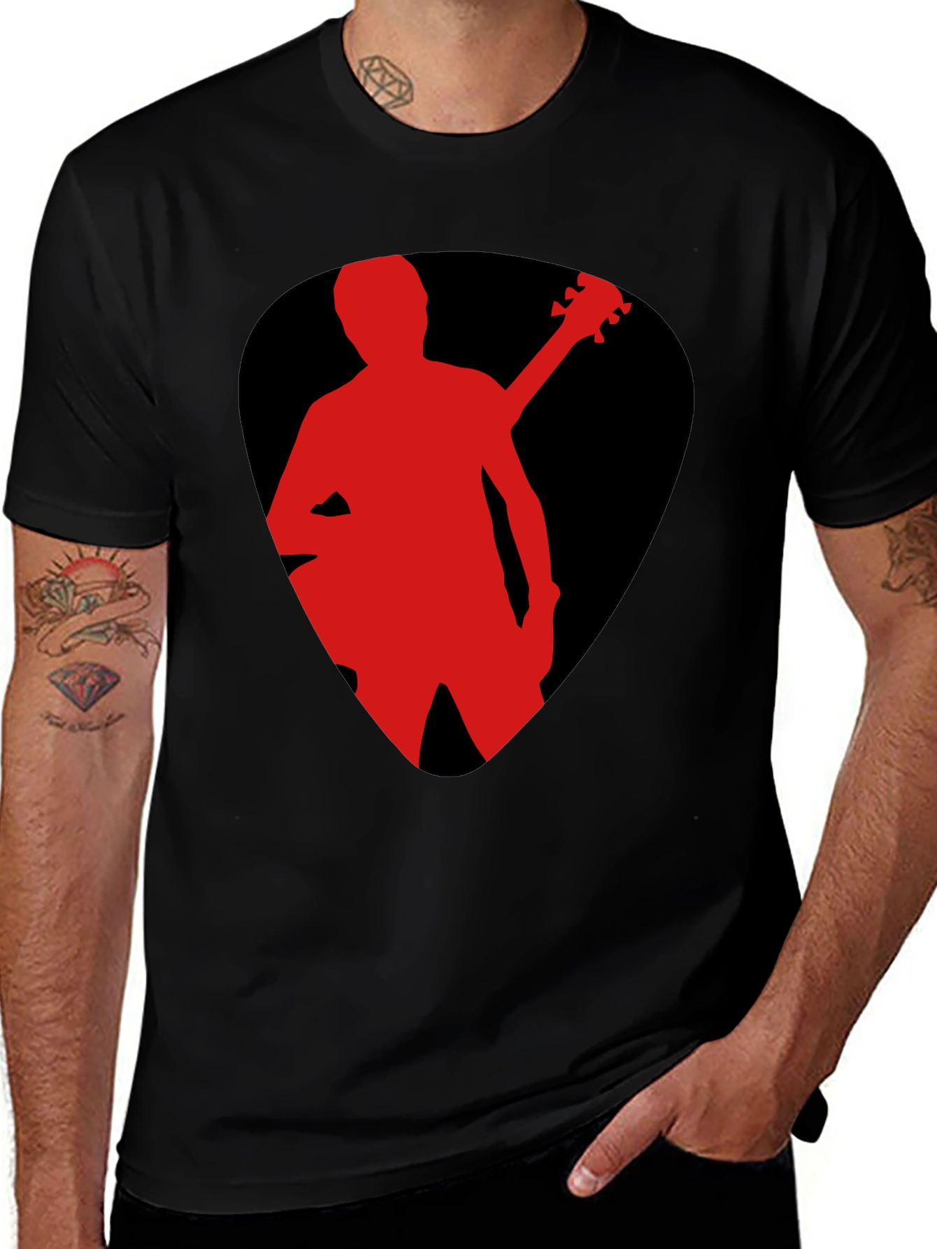 Guitar Pick Silhouette T-Shirt - Black