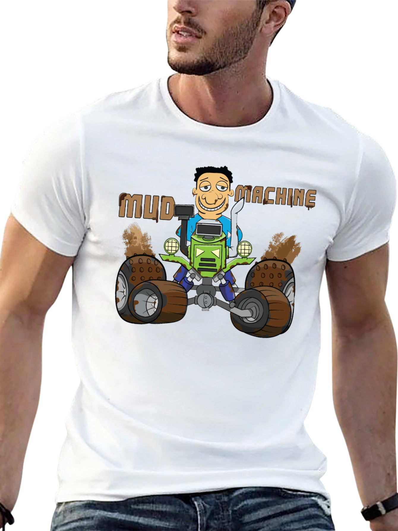 Mud Machine Cartoon Graphic T-Shirt