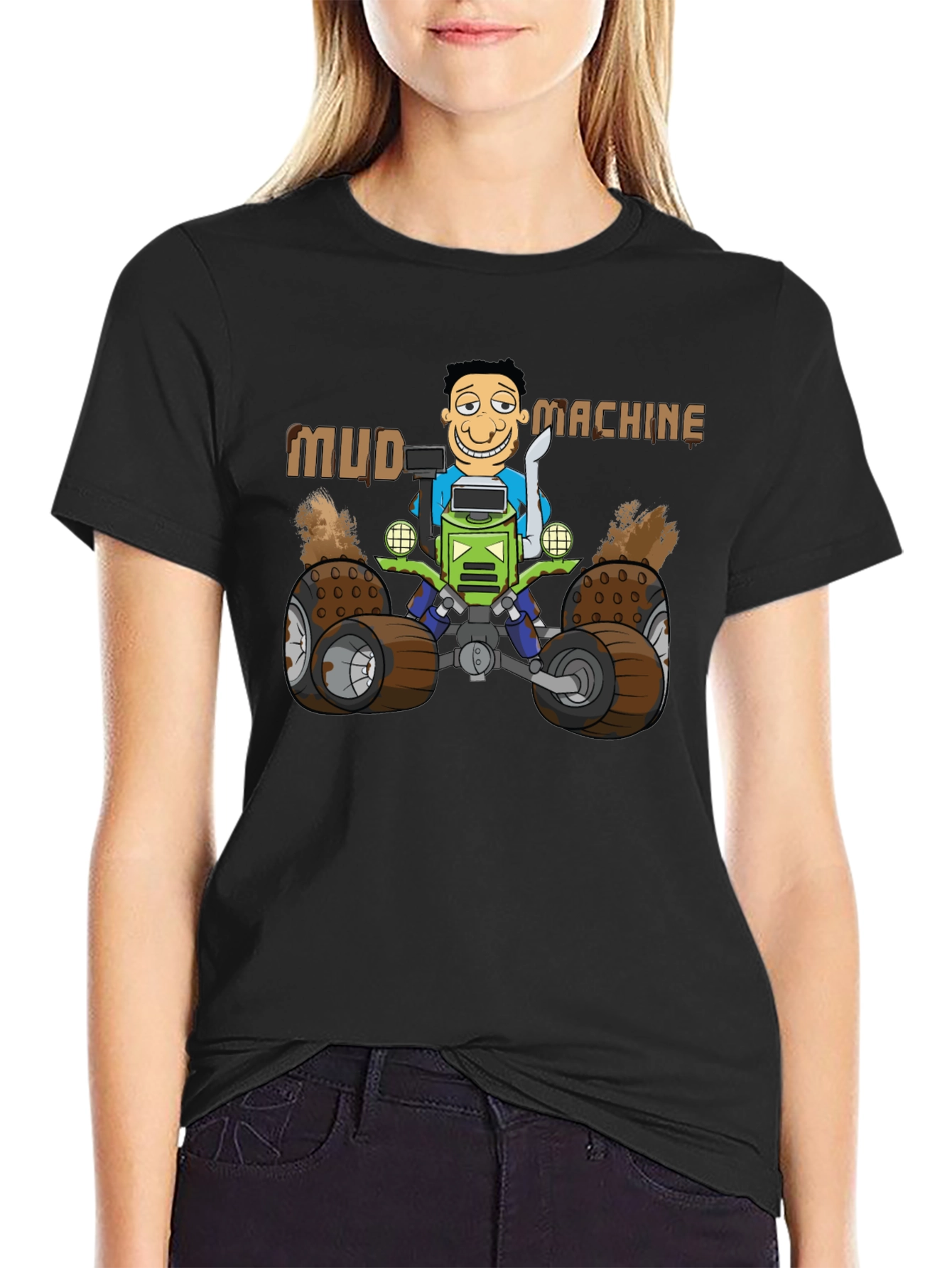 Mud Machine Cartoon Graphic T-Shirt