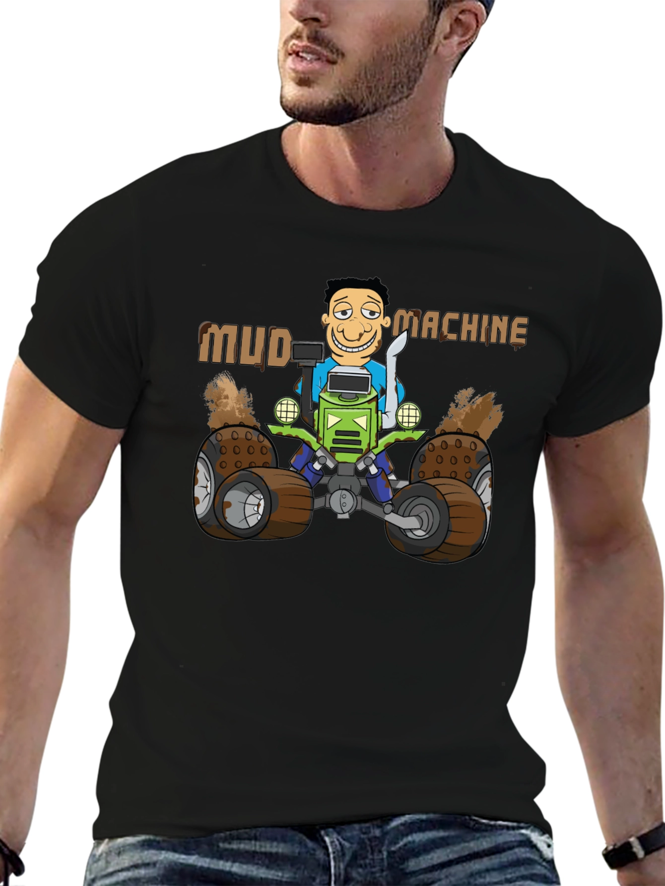 Mud Machine Cartoon Graphic T-Shirt
