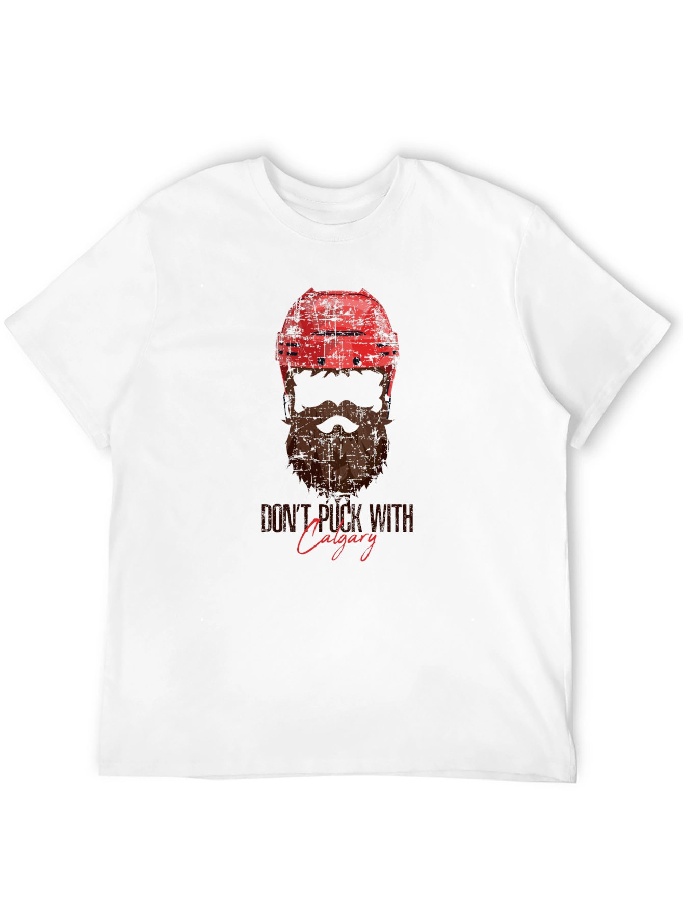 Hockey Helmet & Beard Graphic T-Shirt - Calgary Pride