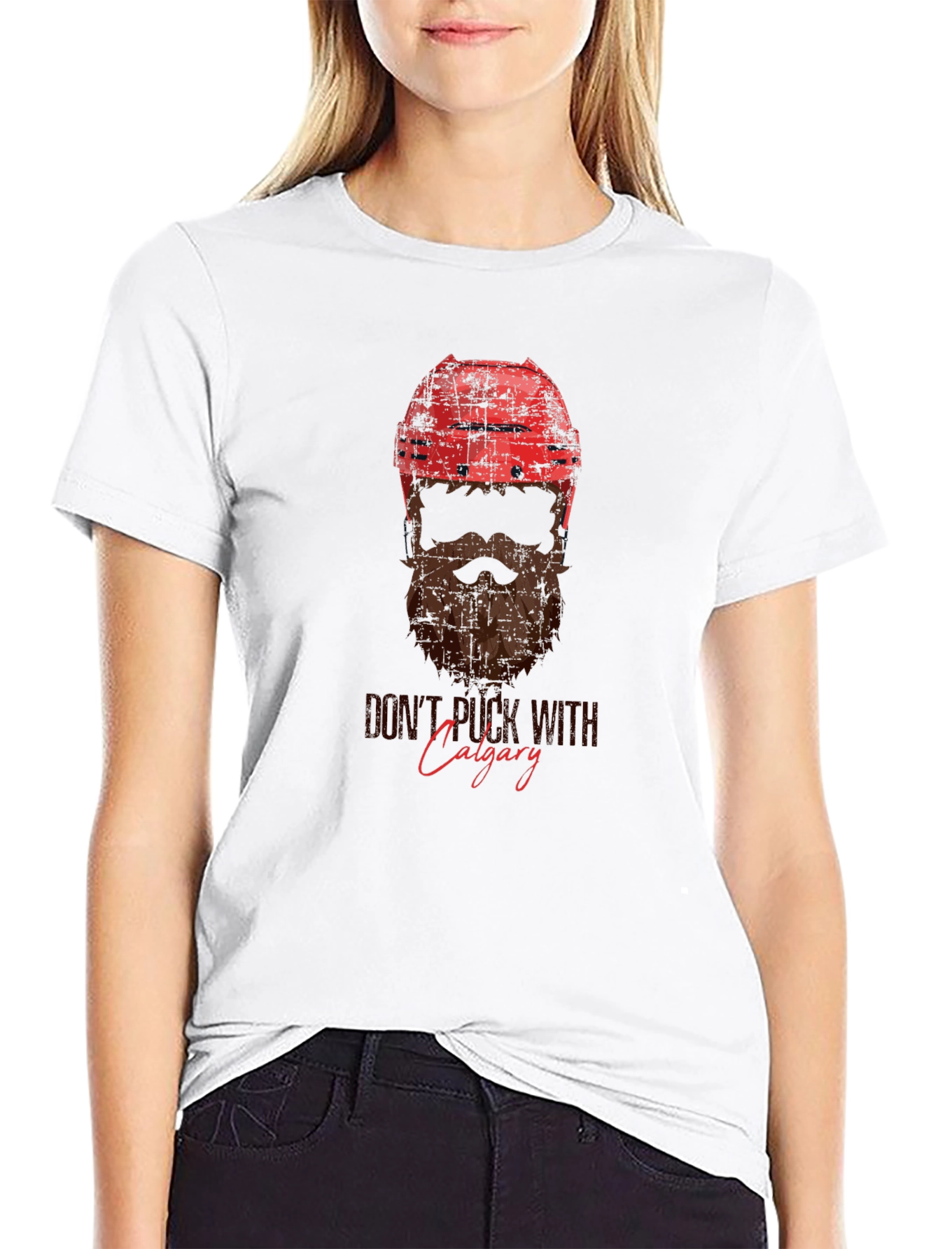 Hockey Helmet & Beard Graphic T-Shirt - Calgary Pride