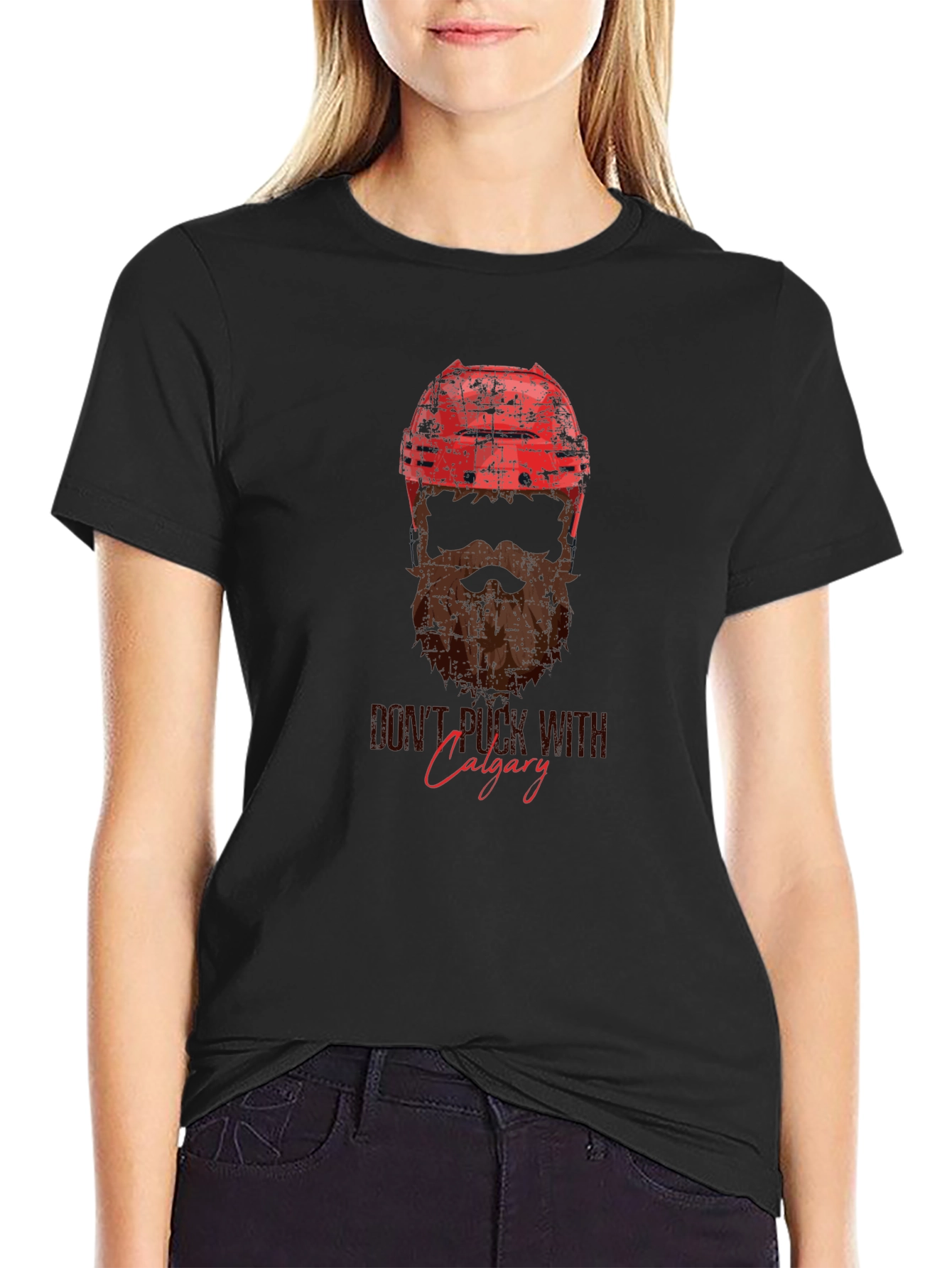 Hockey Helmet & Beard Graphic T-Shirt - Calgary Pride