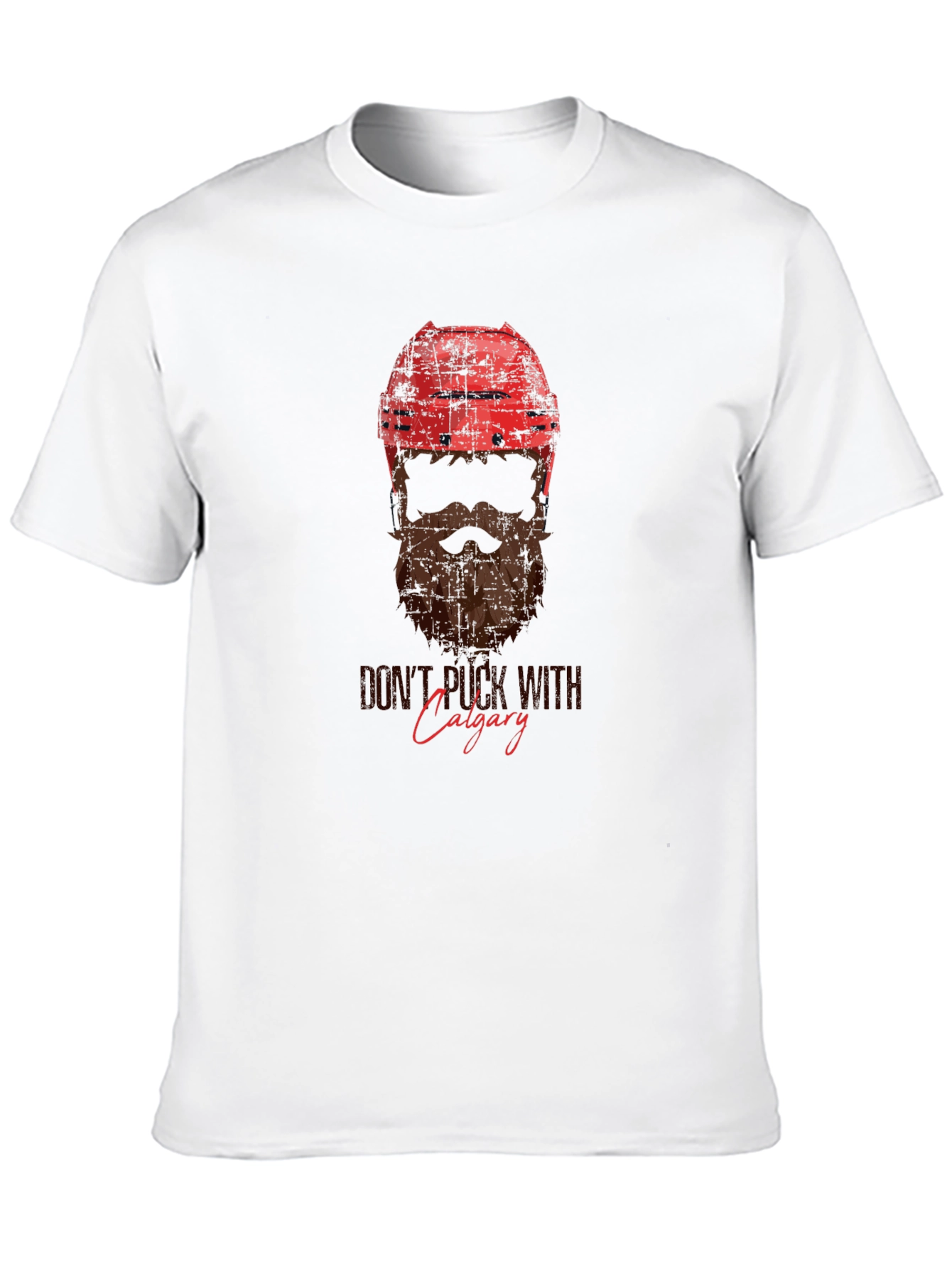 Hockey Helmet & Beard Graphic T-Shirt - Calgary Pride