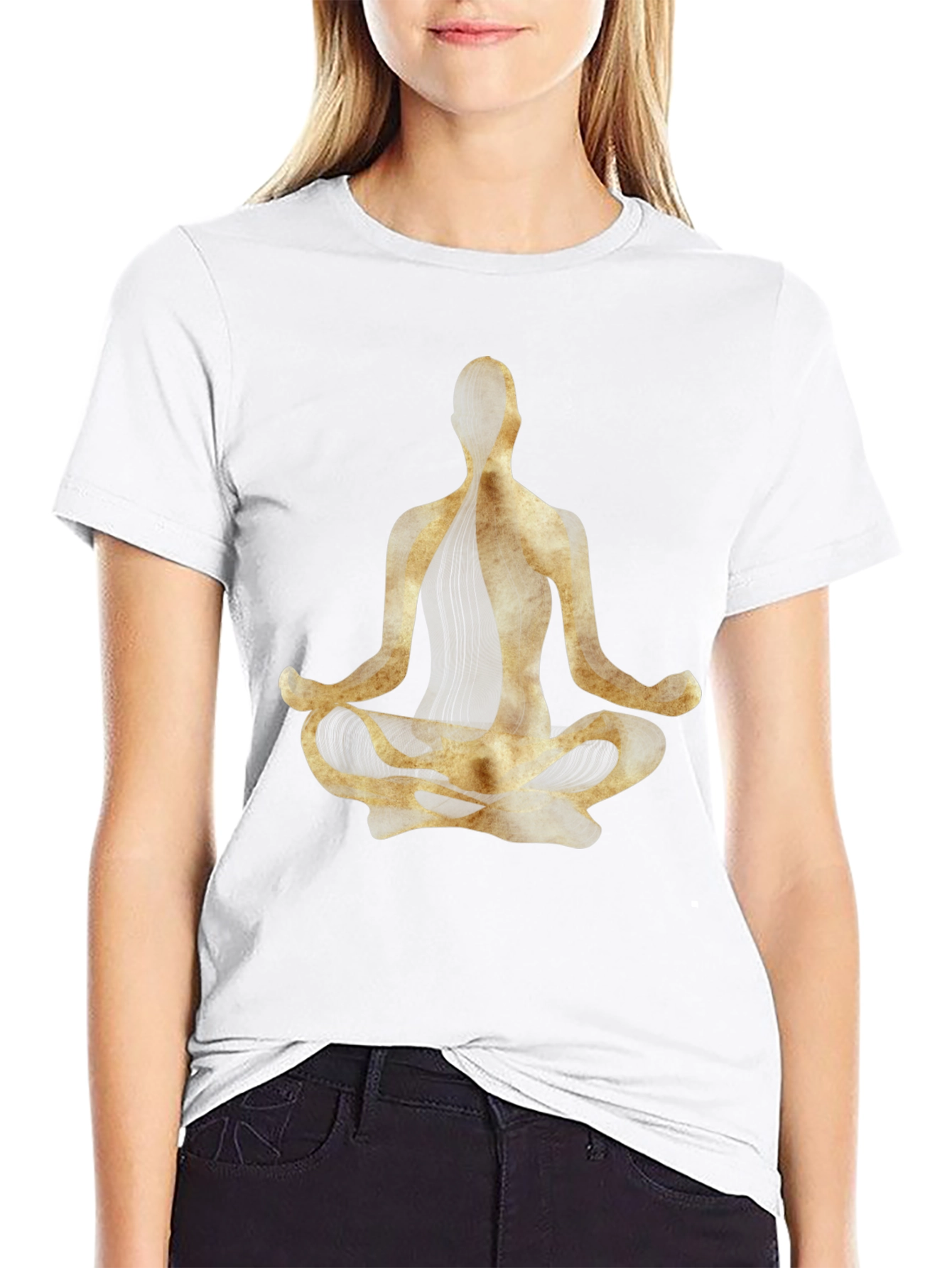 Yoga Pose Graphic Tee - Black Cotton Blend