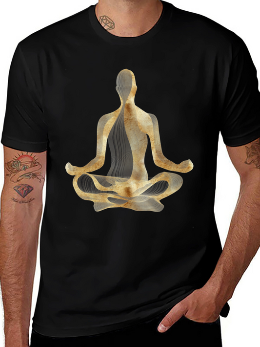 Yoga Pose Graphic Tee - Black Cotton Blend