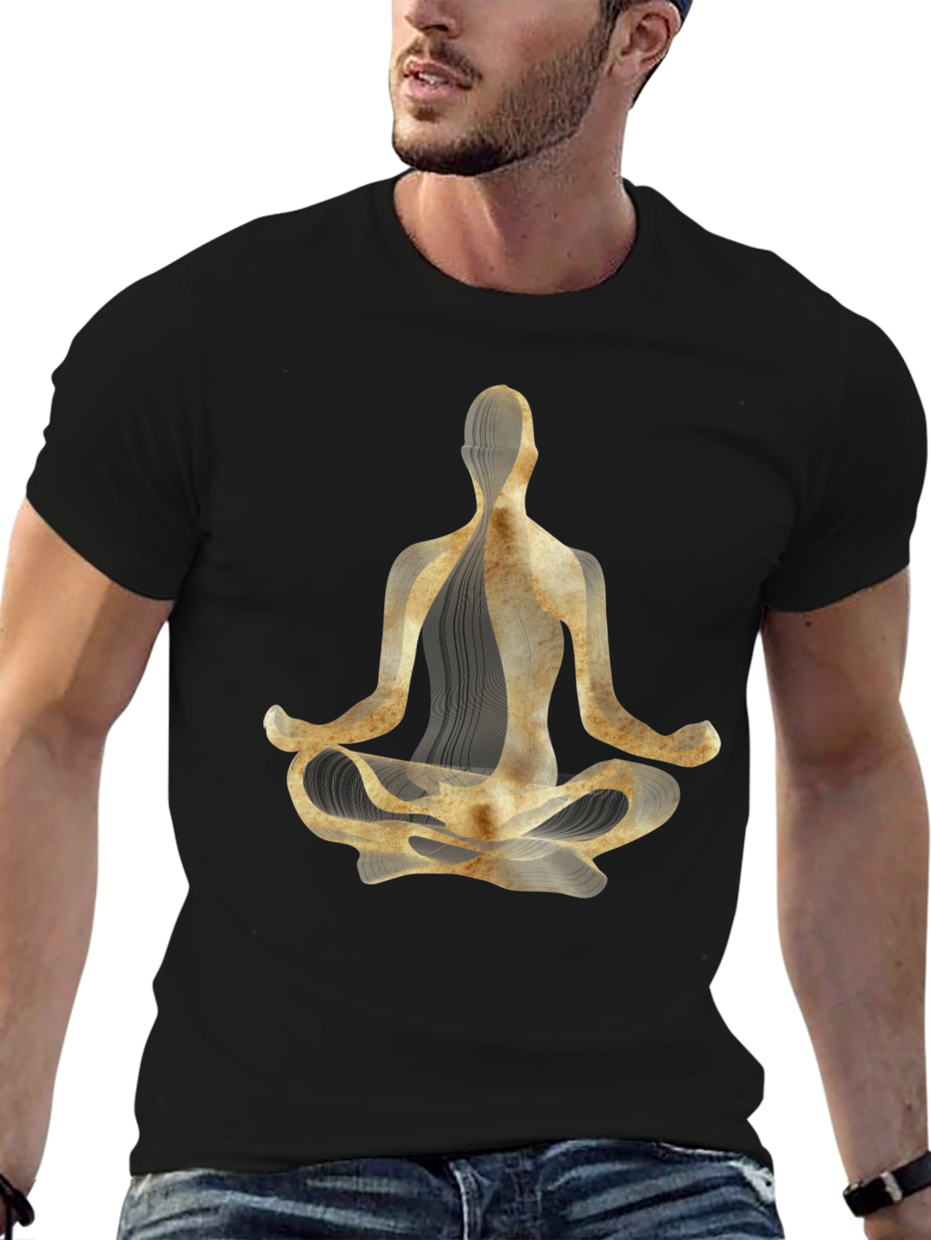Yoga Pose Graphic Tee - Black Cotton Blend