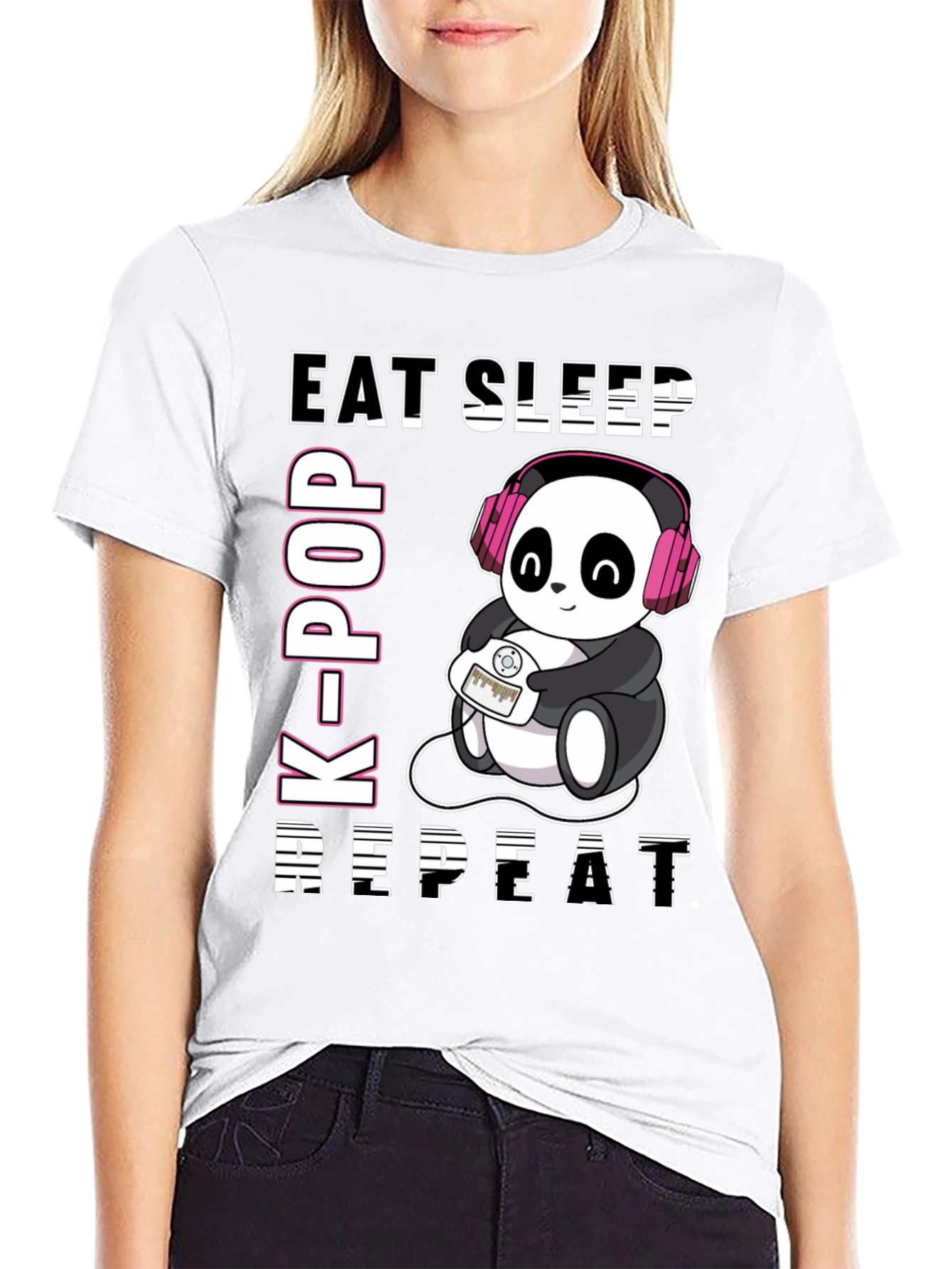 Eat Sleep K-Pop Repeat Panda T-Shirt
