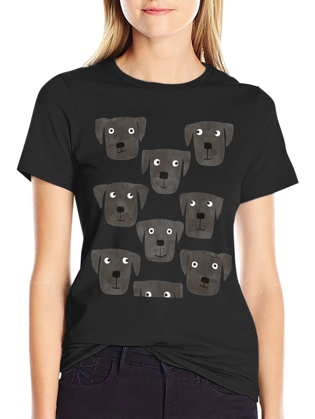 Dog Pattern T-Shirt - Cute Puppy Print Tee
