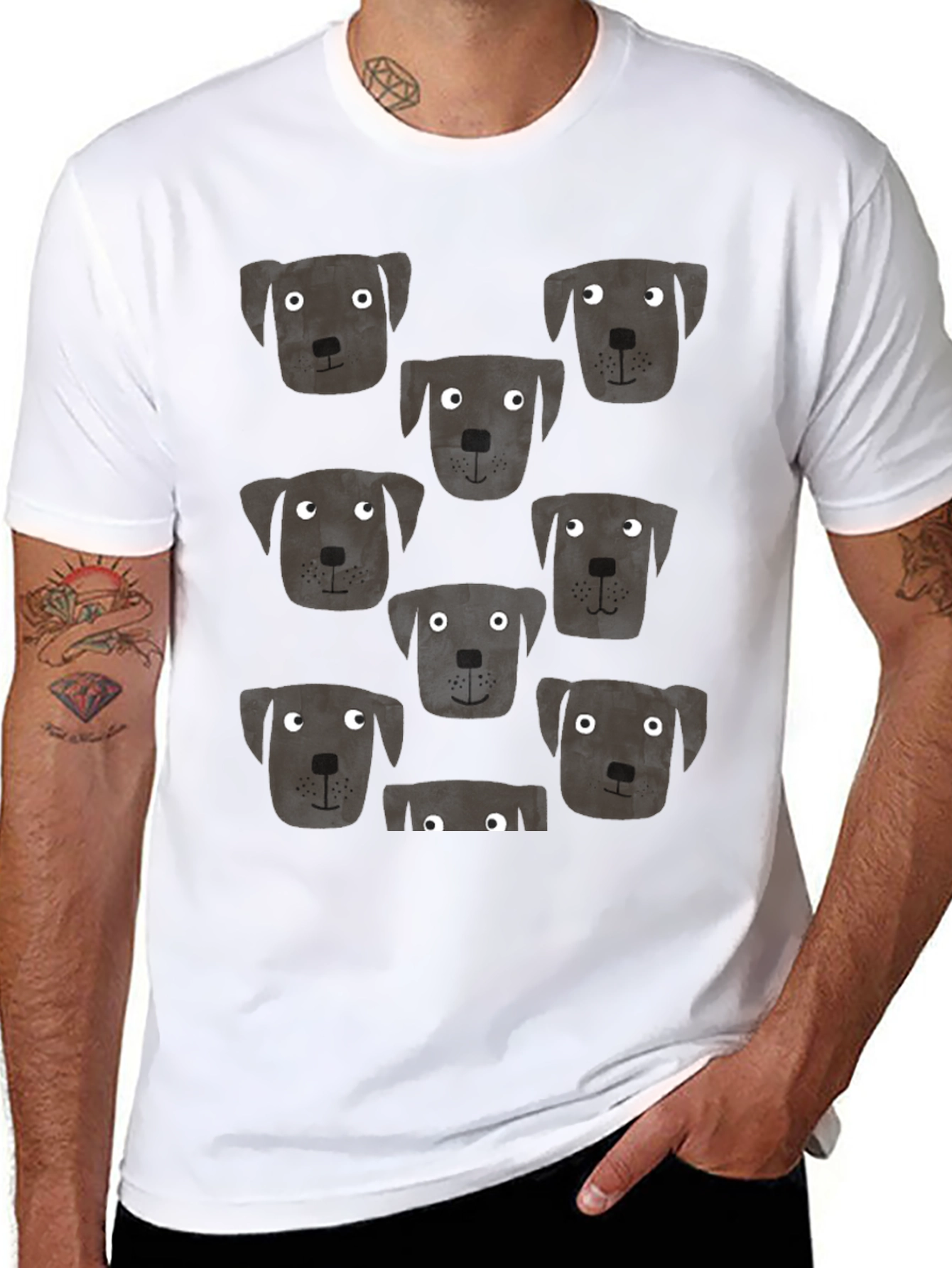 Dog Pattern T-Shirt - Cute Puppy Print Tee