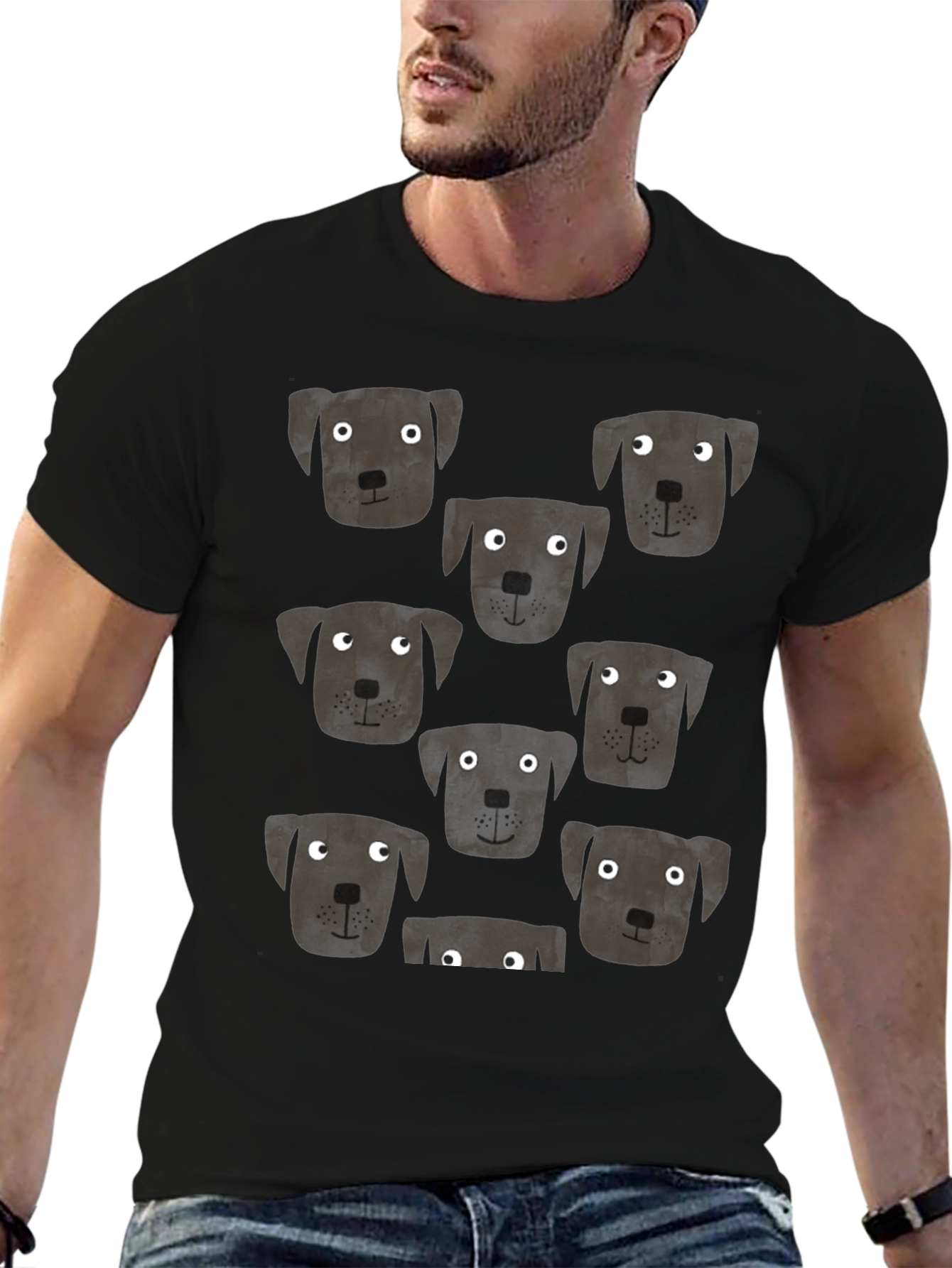 Dog Pattern T-Shirt - Cute Puppy Print Tee