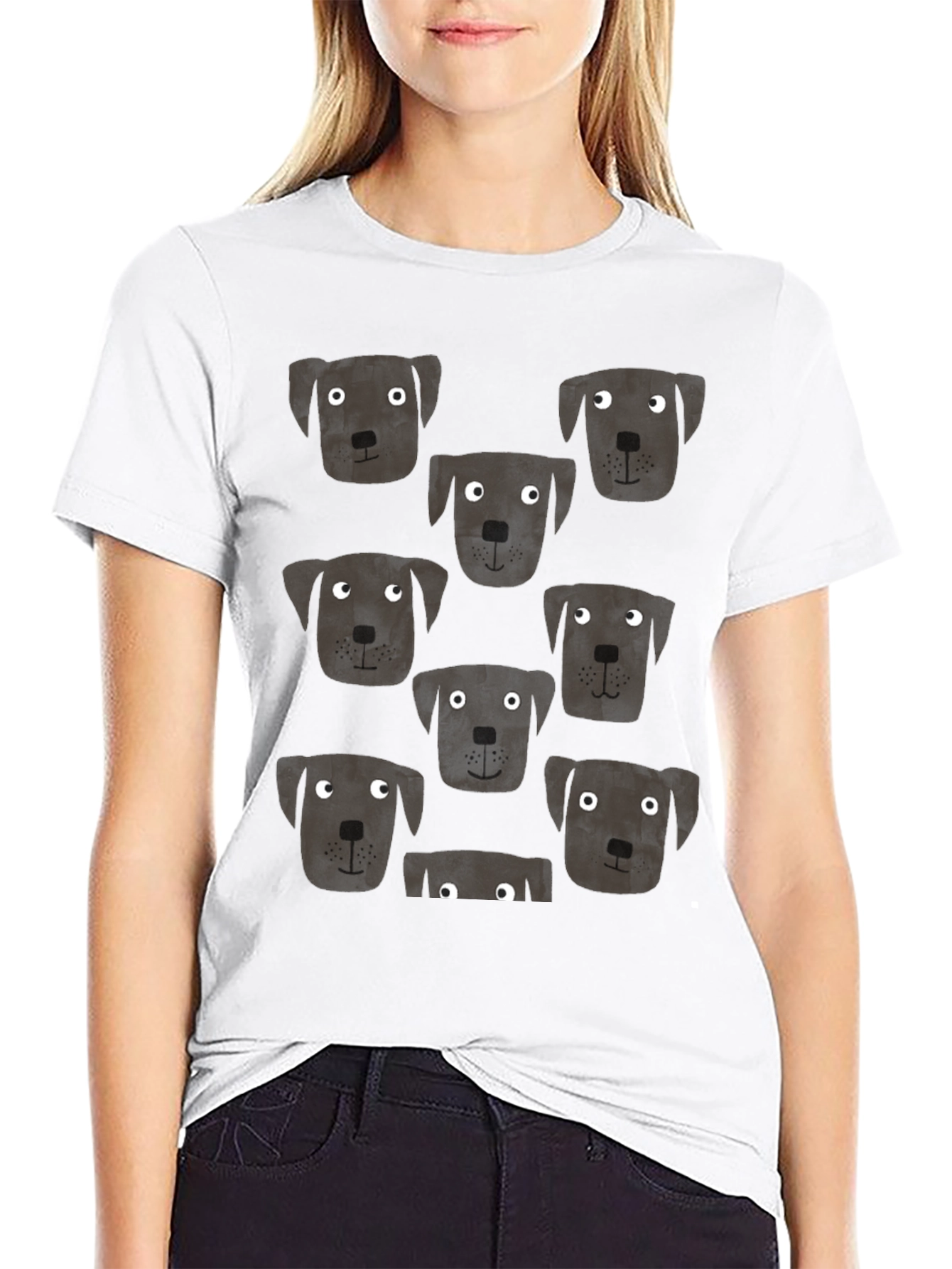 Dog Pattern T-Shirt - Cute Puppy Print Tee