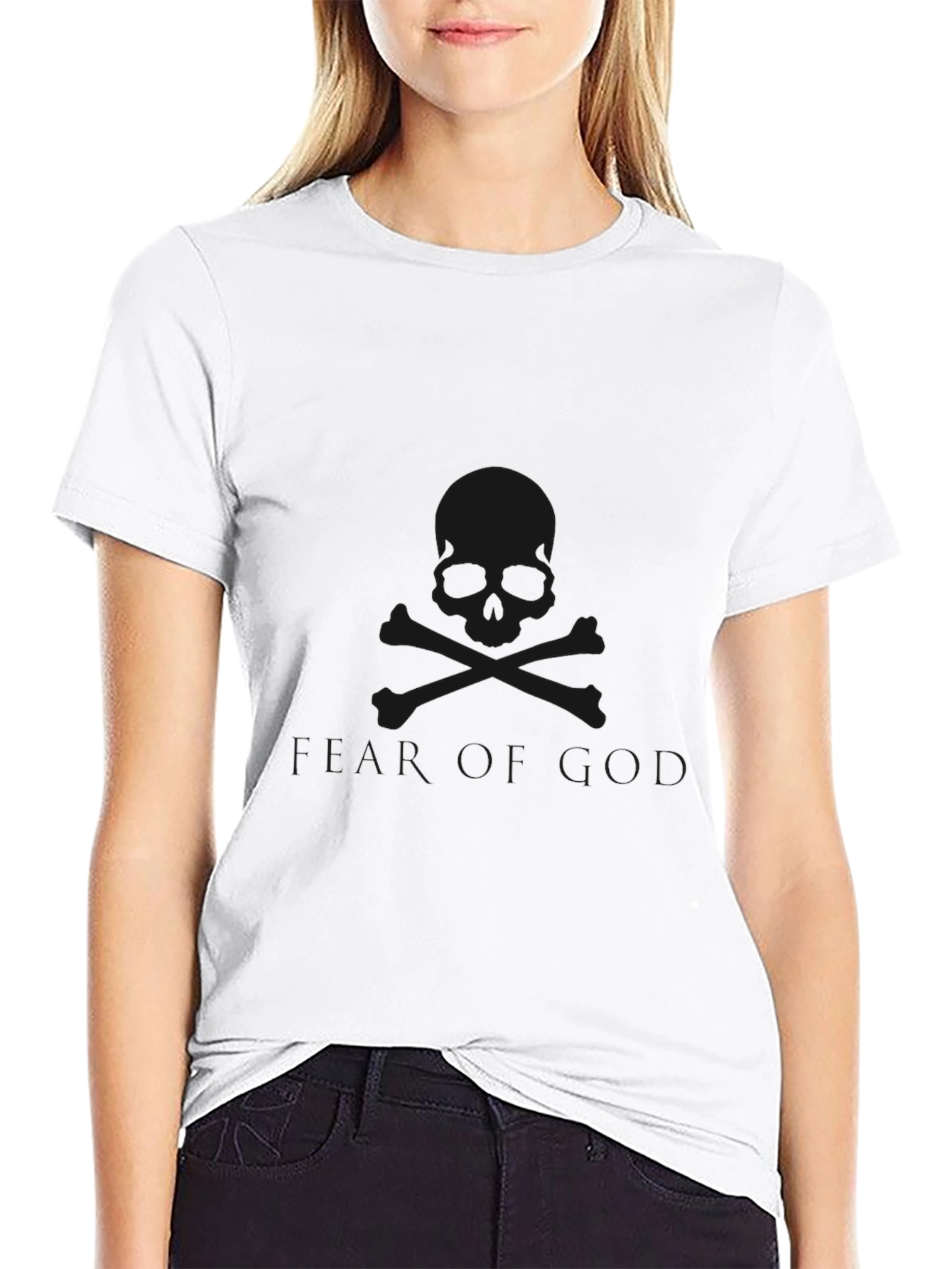 Skull Graphic Tee - Black Cotton Blend Casual T-Shirt