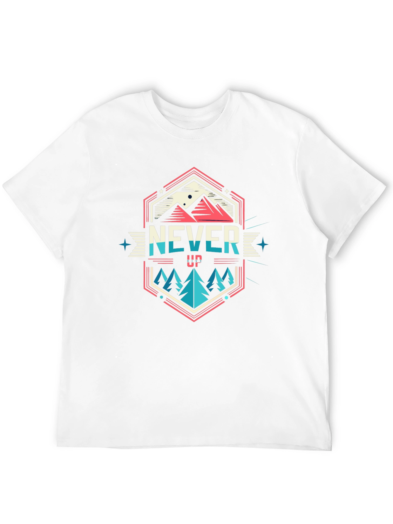 Never Give Up Graphic T-Shirt - Mountain Adventure Tee