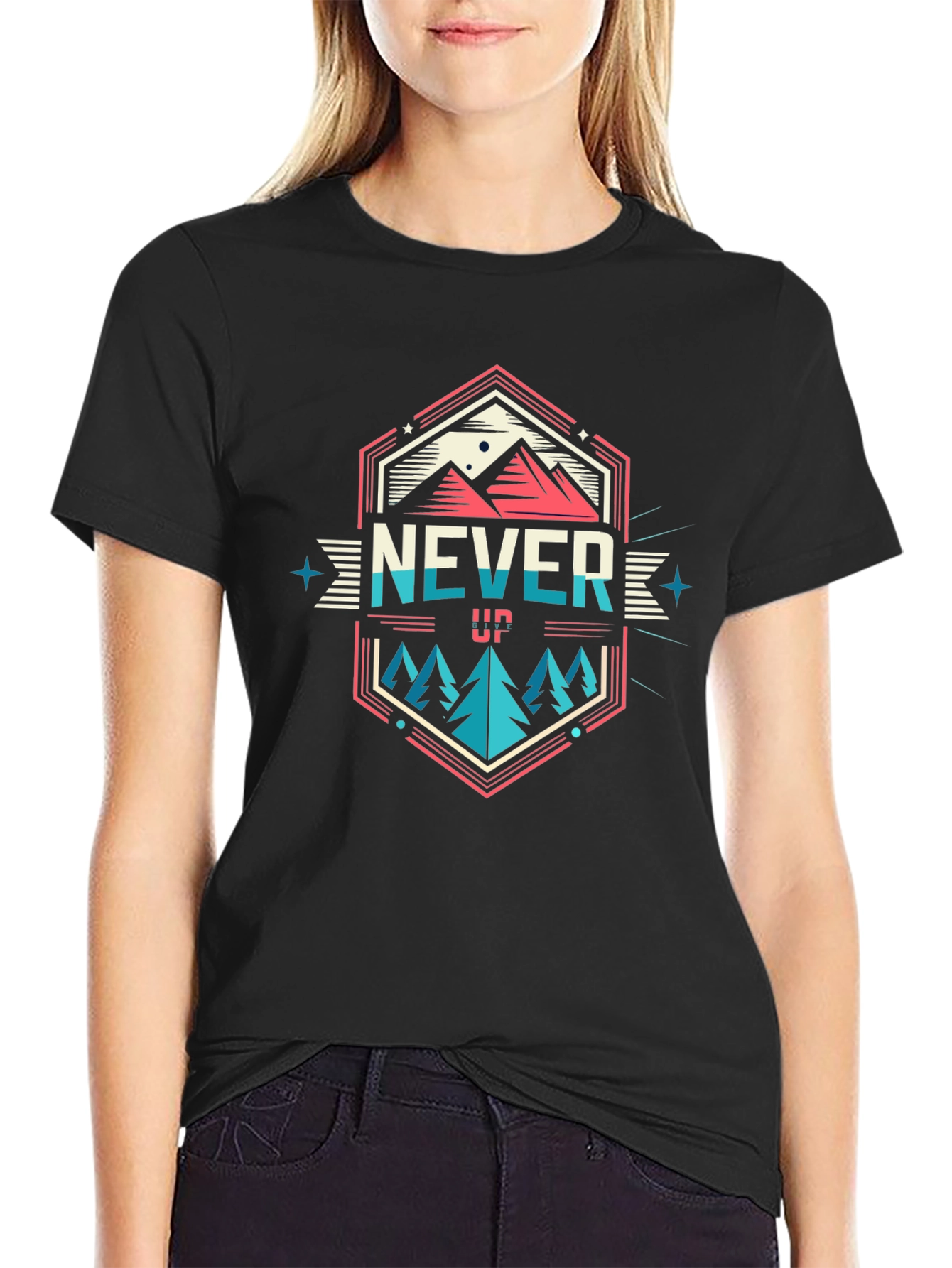 Never Give Up Graphic T-Shirt - Mountain Adventure Tee