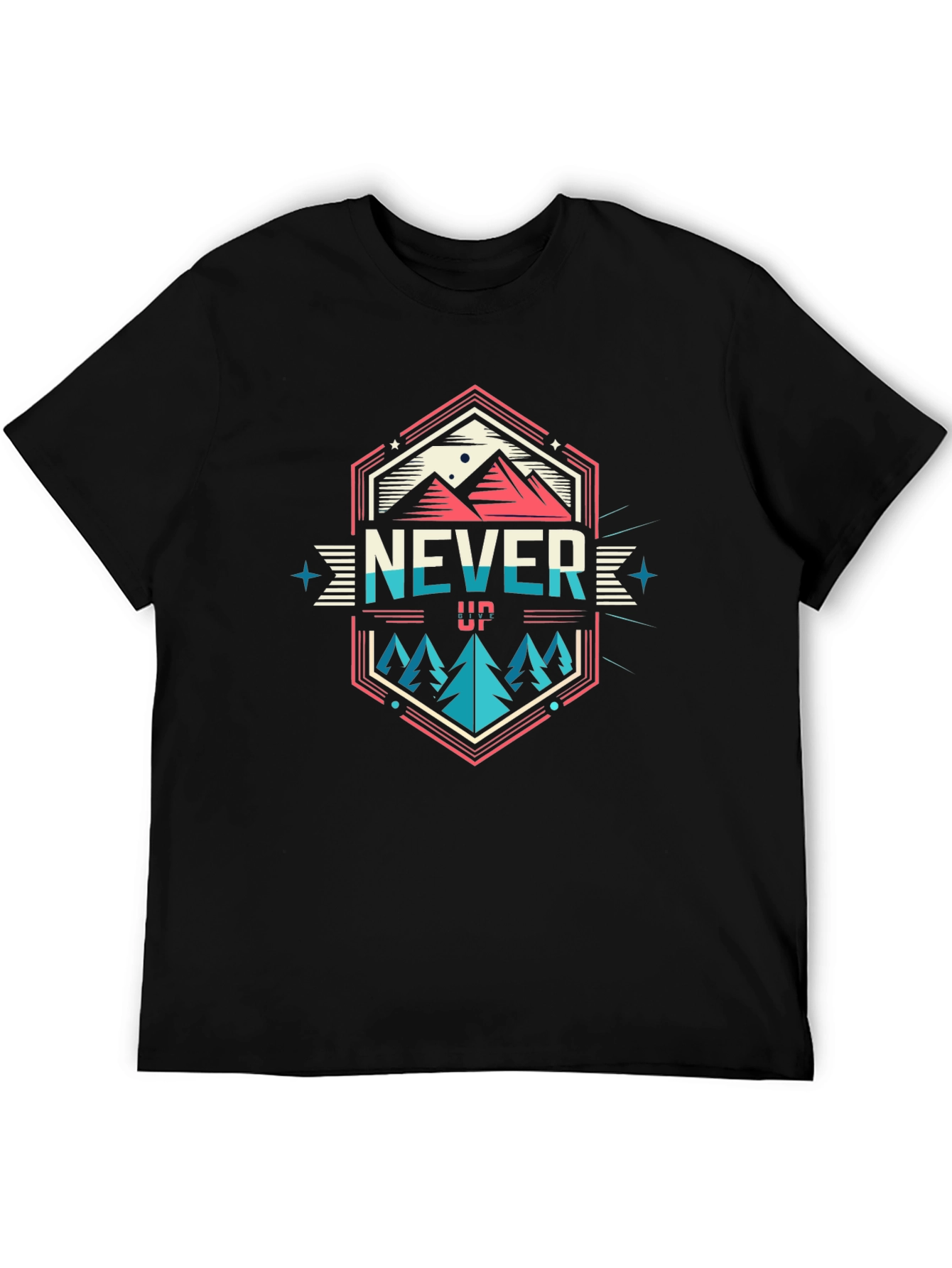 Never Give Up Graphic T-Shirt - Mountain Adventure Tee