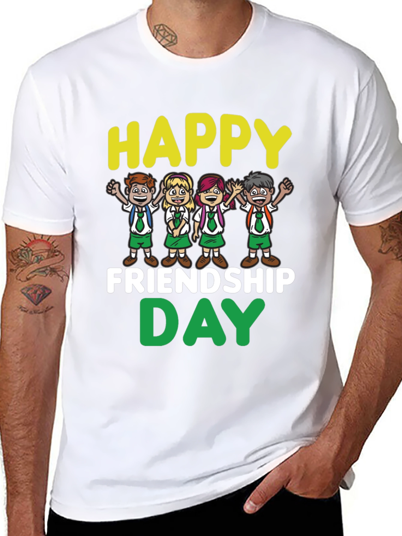 Happy Friendship Day T-Shirt - Fun Cartoon Kids Design