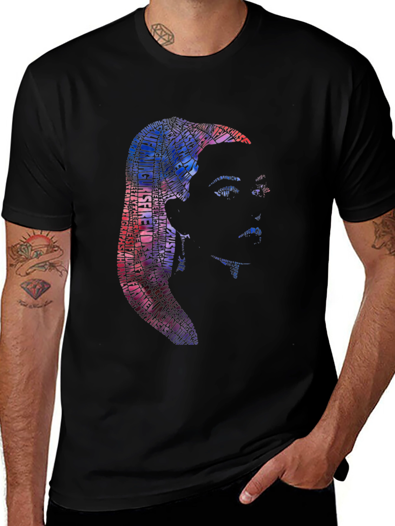 Word Art Silhouette Graphic Tee - Black