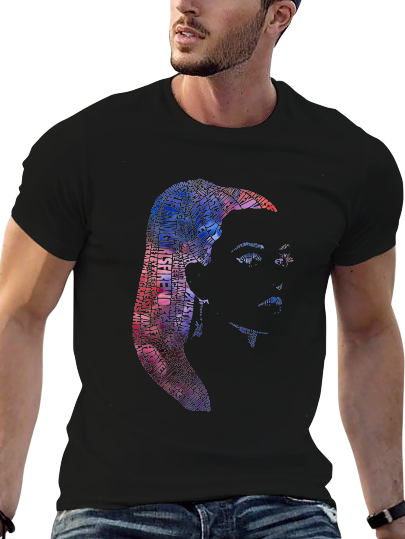 Word Art Silhouette Graphic Tee - Black