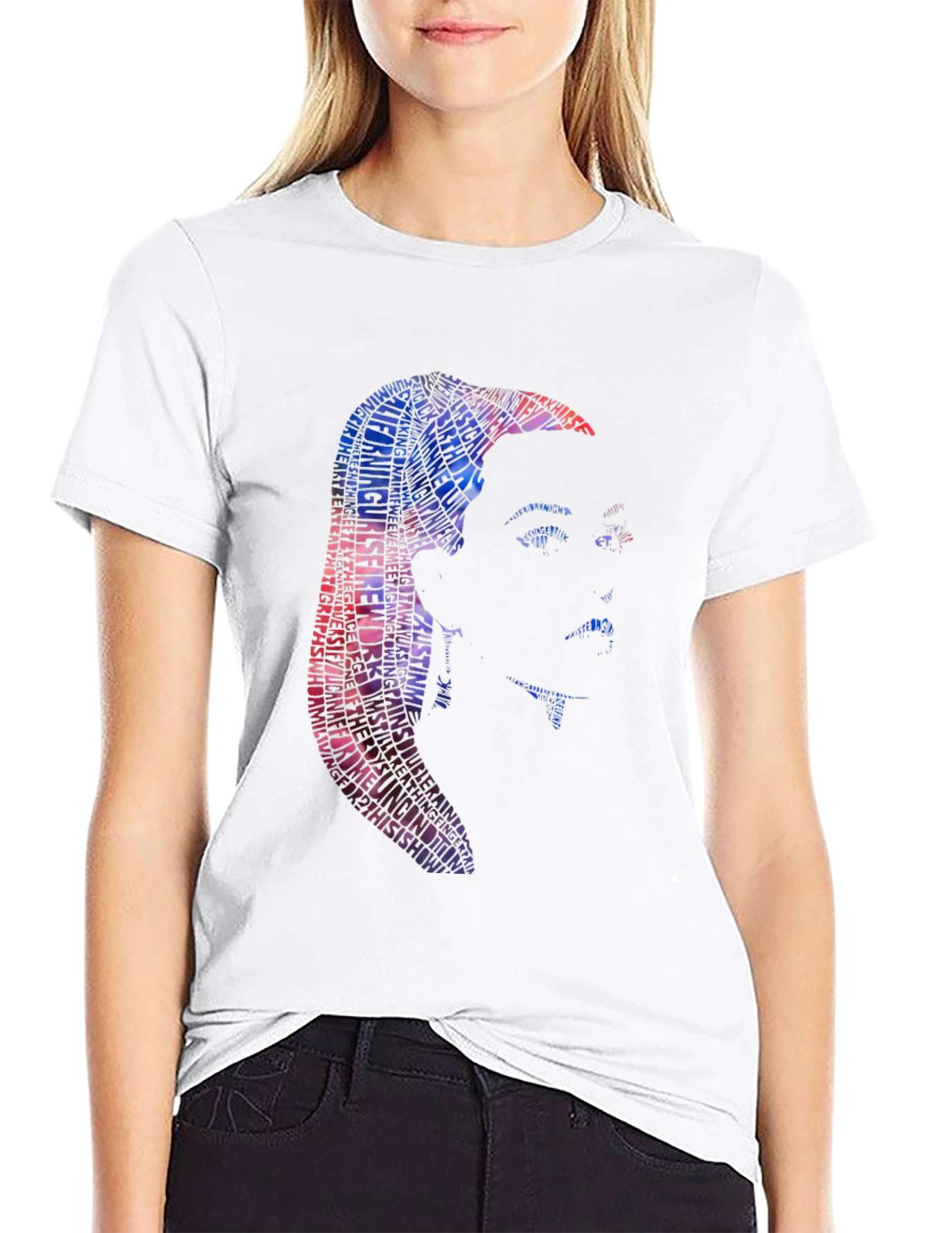 Word Art Silhouette Graphic Tee - Black