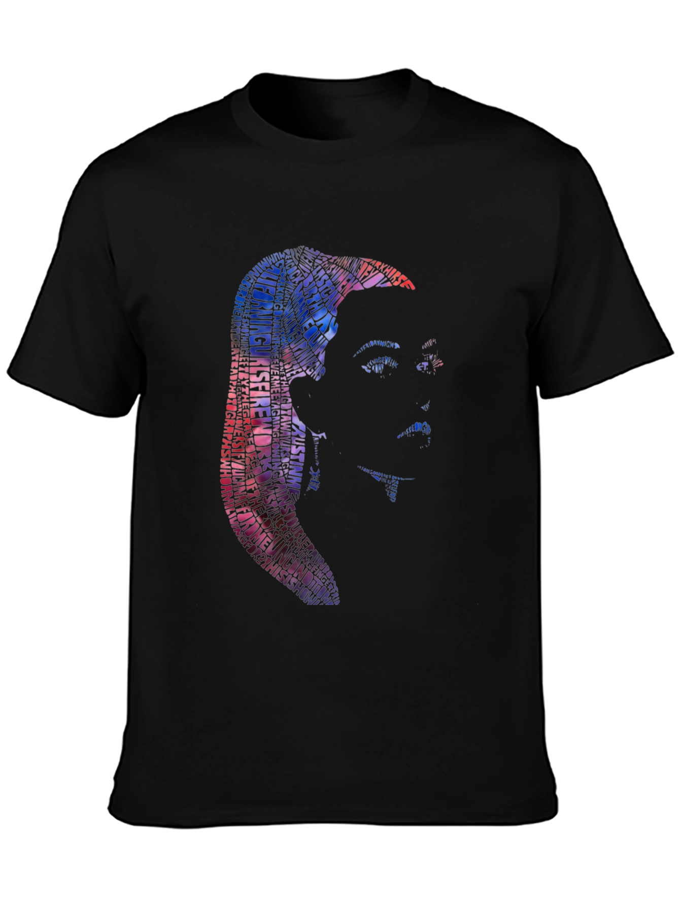 Word Art Silhouette Graphic Tee - Black