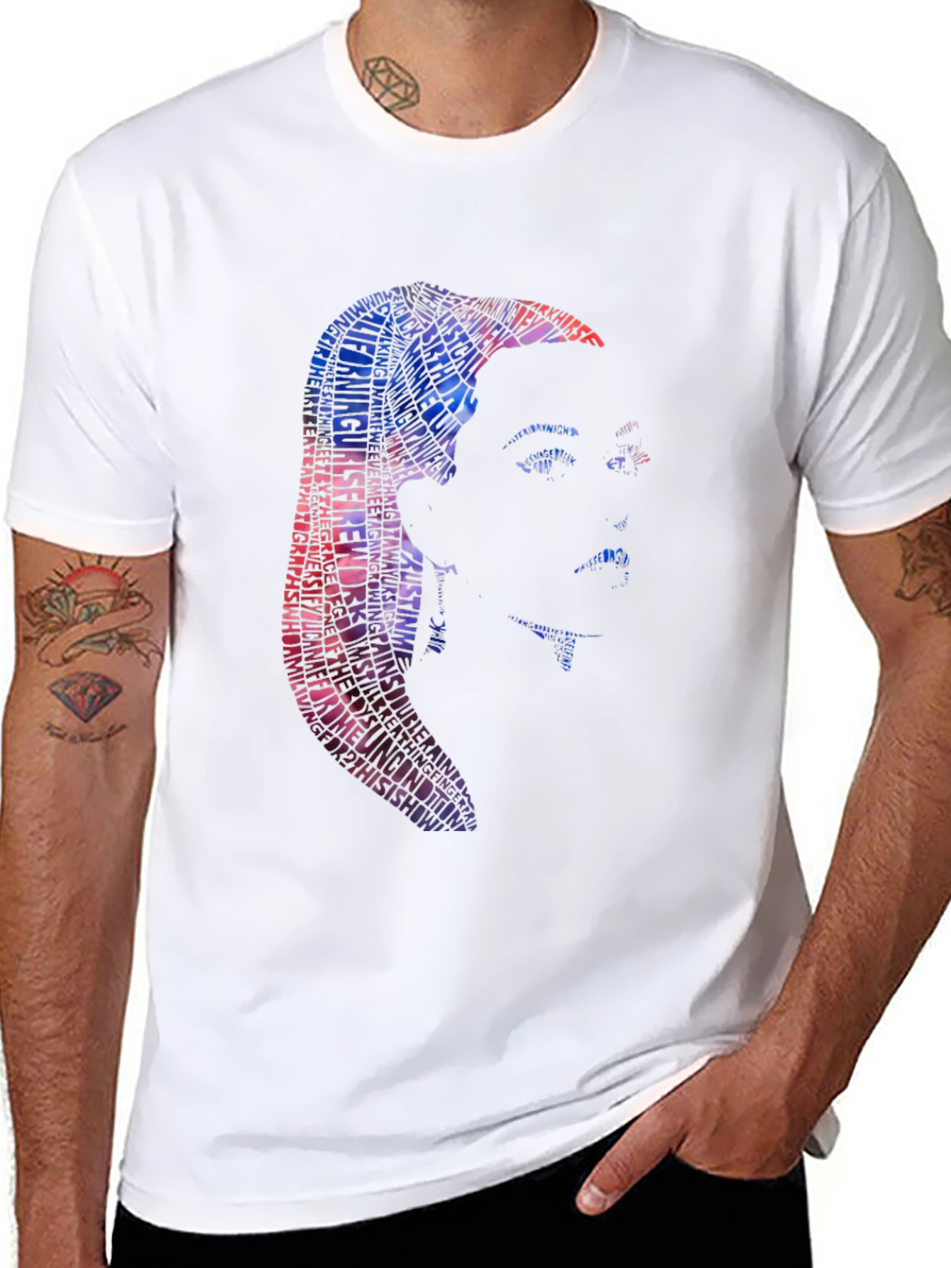 Word Art Silhouette Graphic Tee - Black