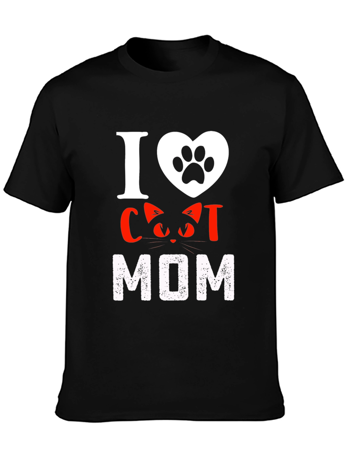I Love Cat Mom T-Shirt - Black
