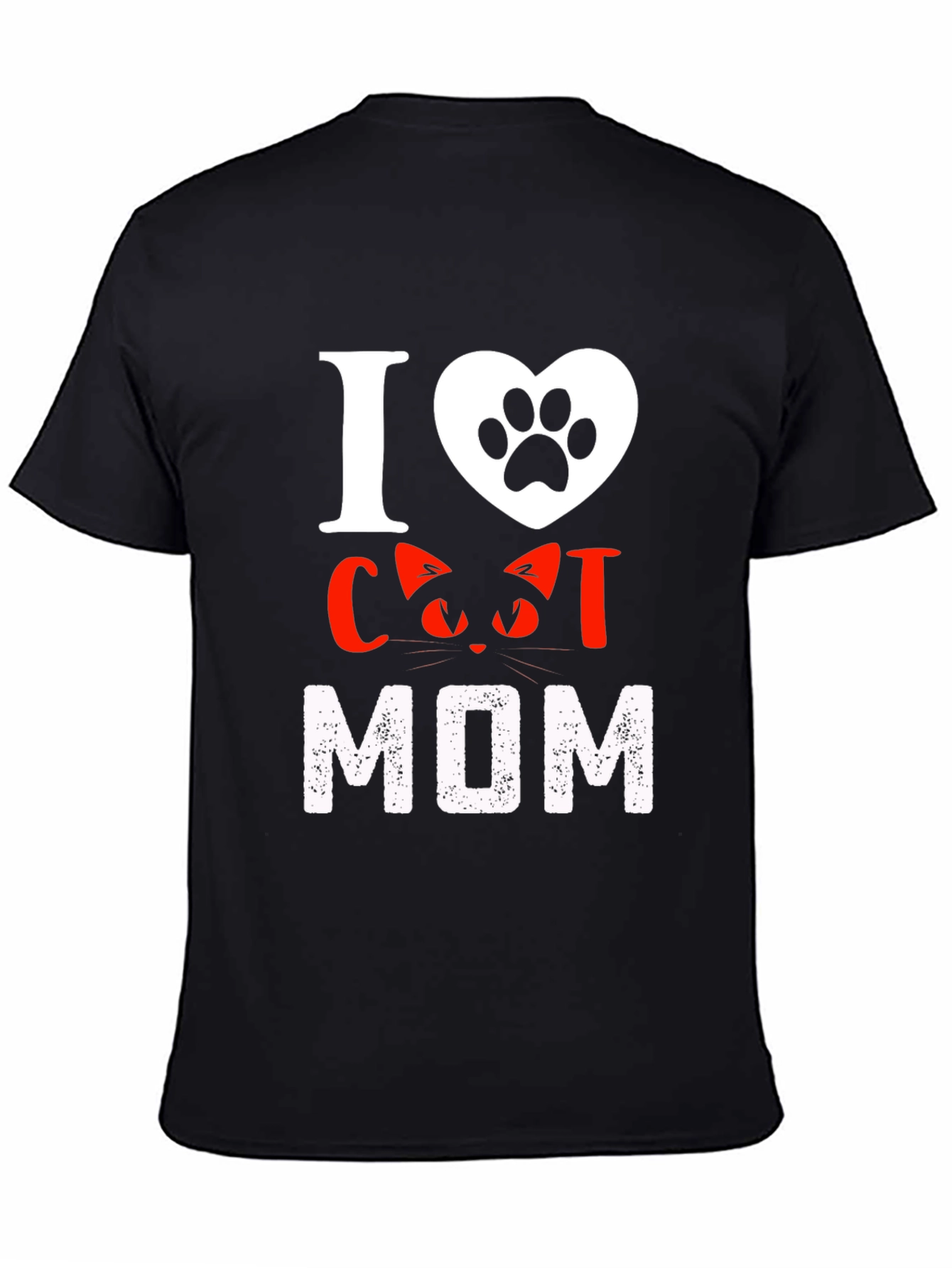 I Love Cat Mom T-Shirt - Black