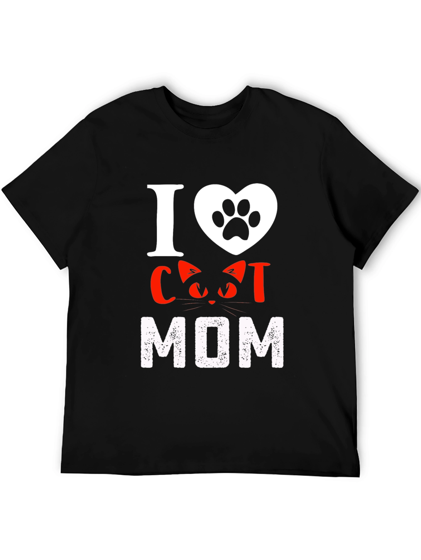 I Love Cat Mom T-Shirt - Black