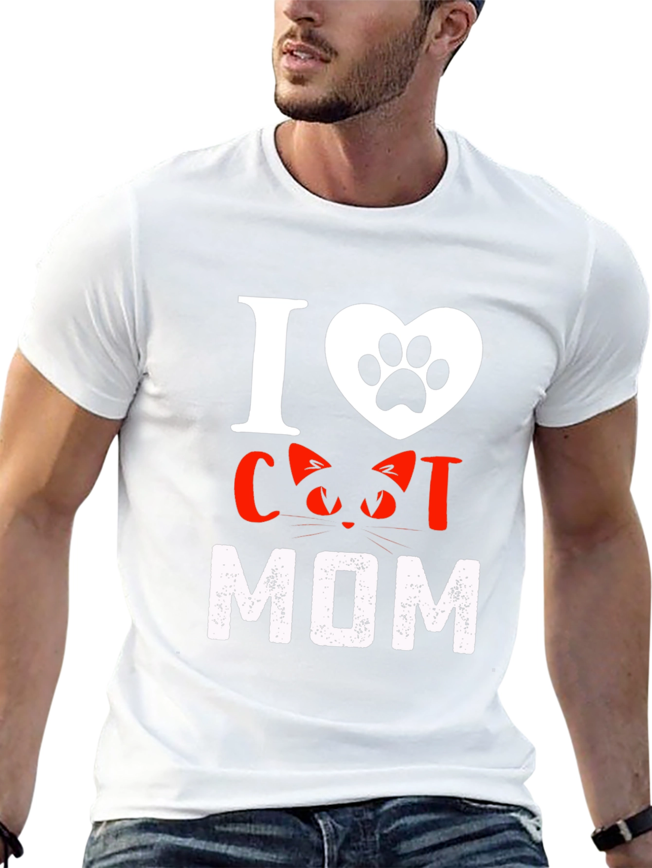 I Love Cat Mom T-Shirt - Black