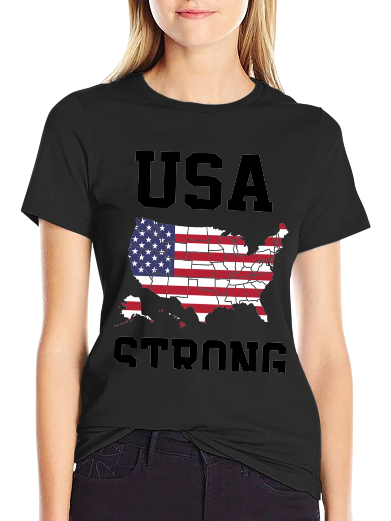 USA Strong Graphic T-Shirt Patriotic Design