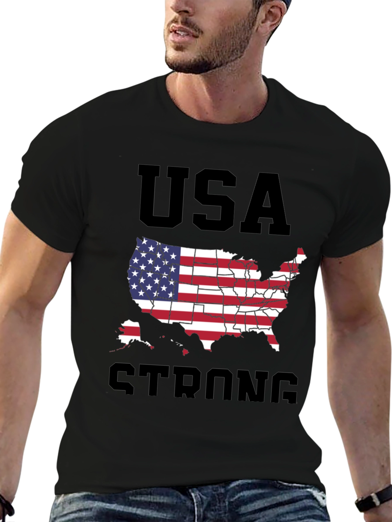 USA Strong Graphic T-Shirt Patriotic Design