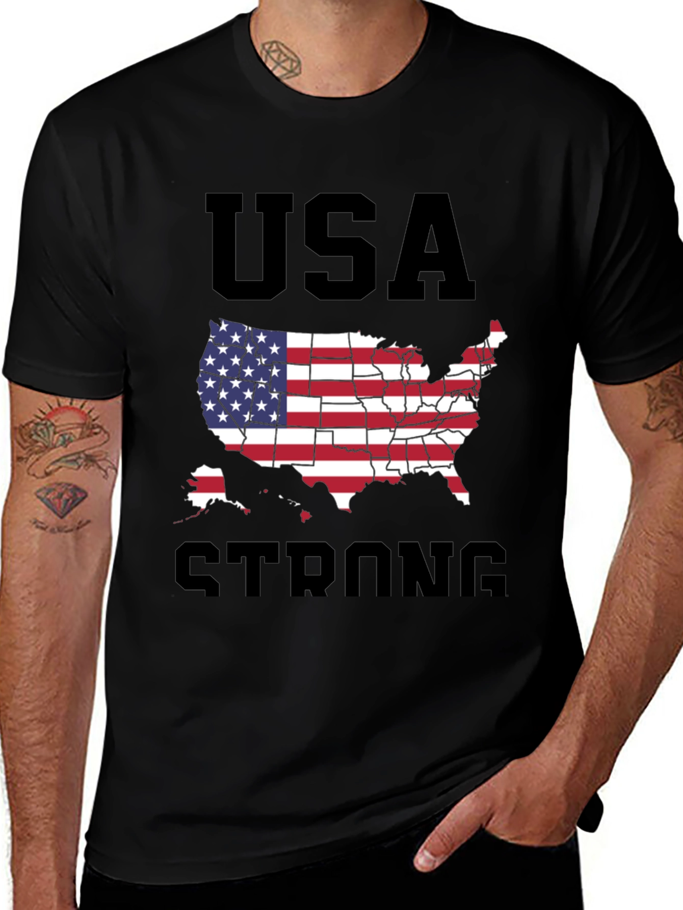 USA Strong Graphic T-Shirt Patriotic Design