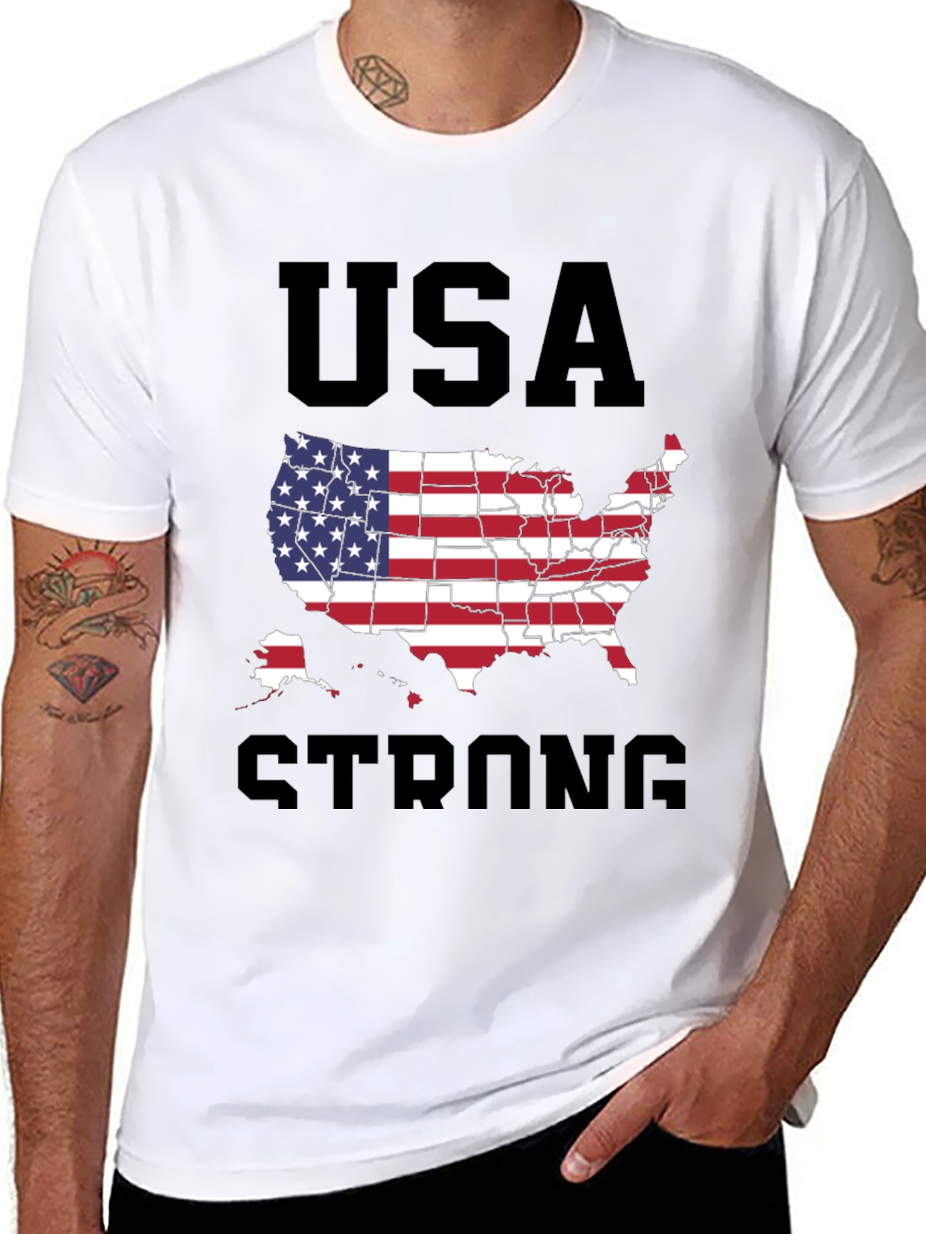 USA Strong Graphic T-Shirt Patriotic Design