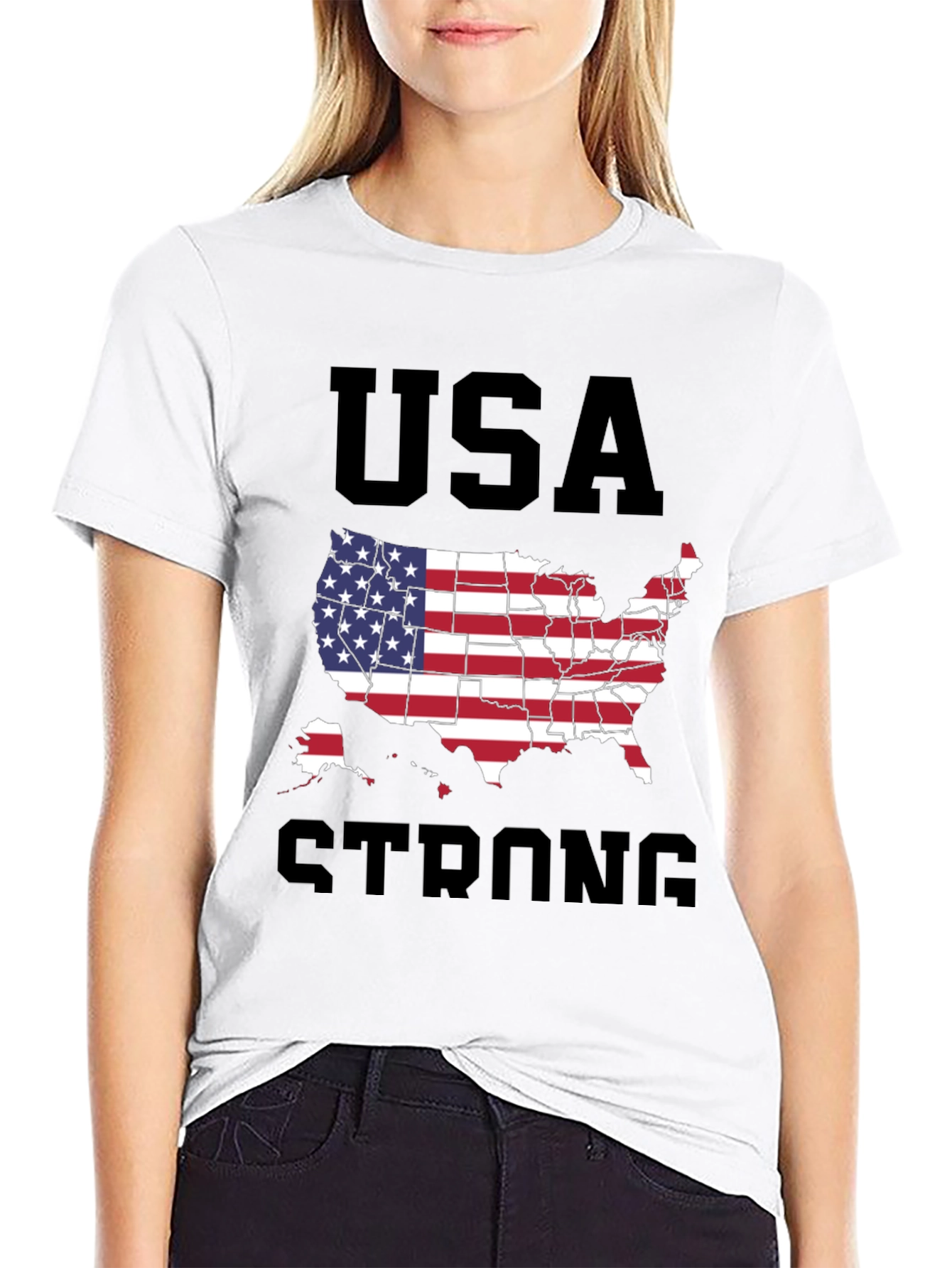 USA Strong Graphic T-Shirt Patriotic Design