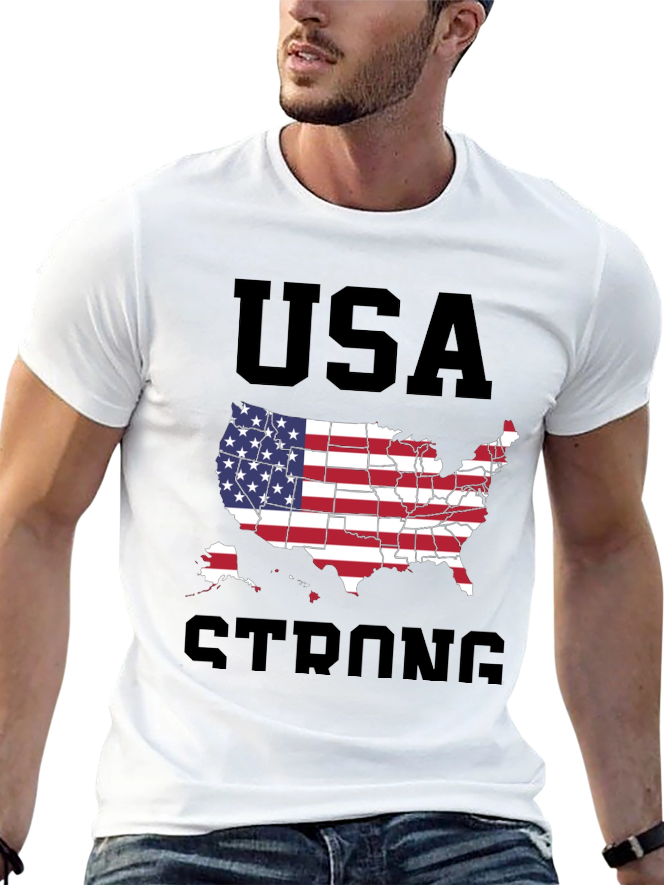 USA Strong Graphic T-Shirt Patriotic Design