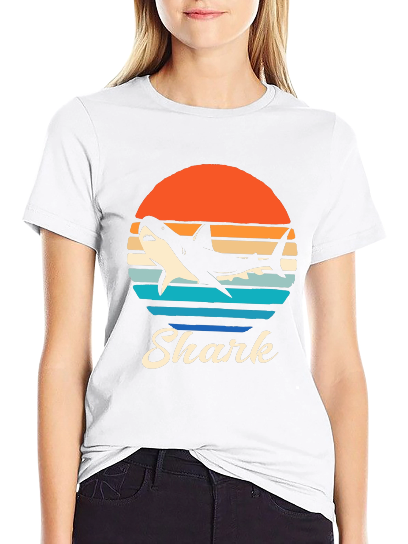 Retro Shark Graphic T-Shirt - Black