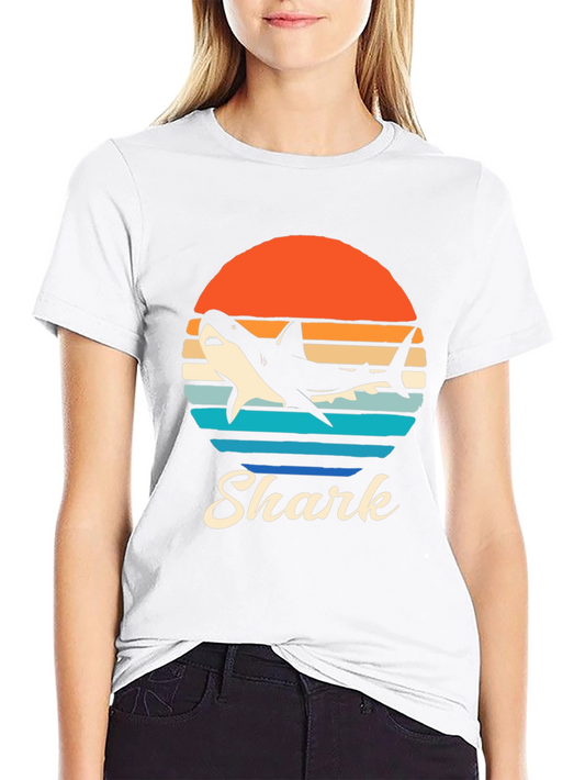 Retro Shark Graphic T-Shirt - Black