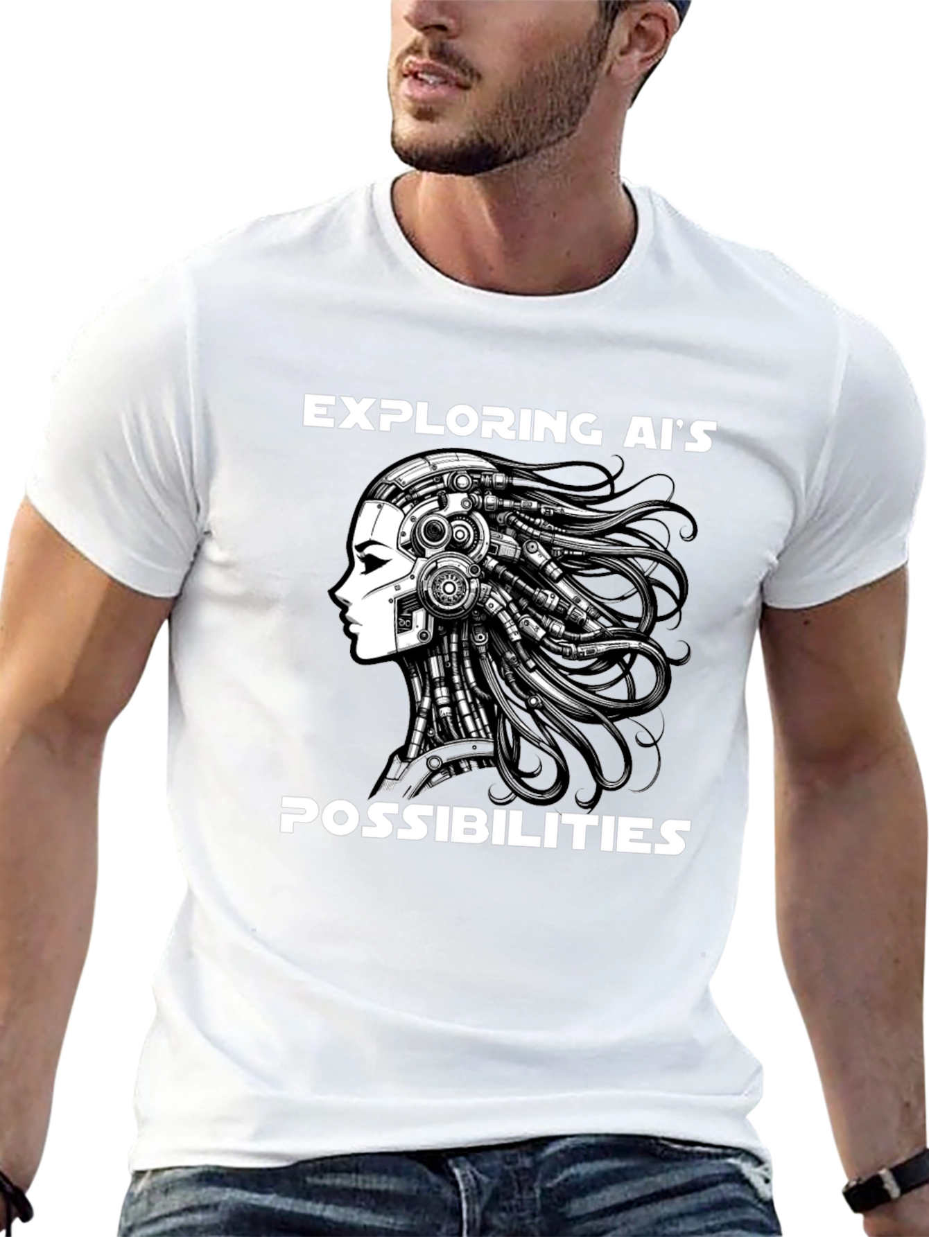 Exploring AI T-Shirt - Black Cotton Blend