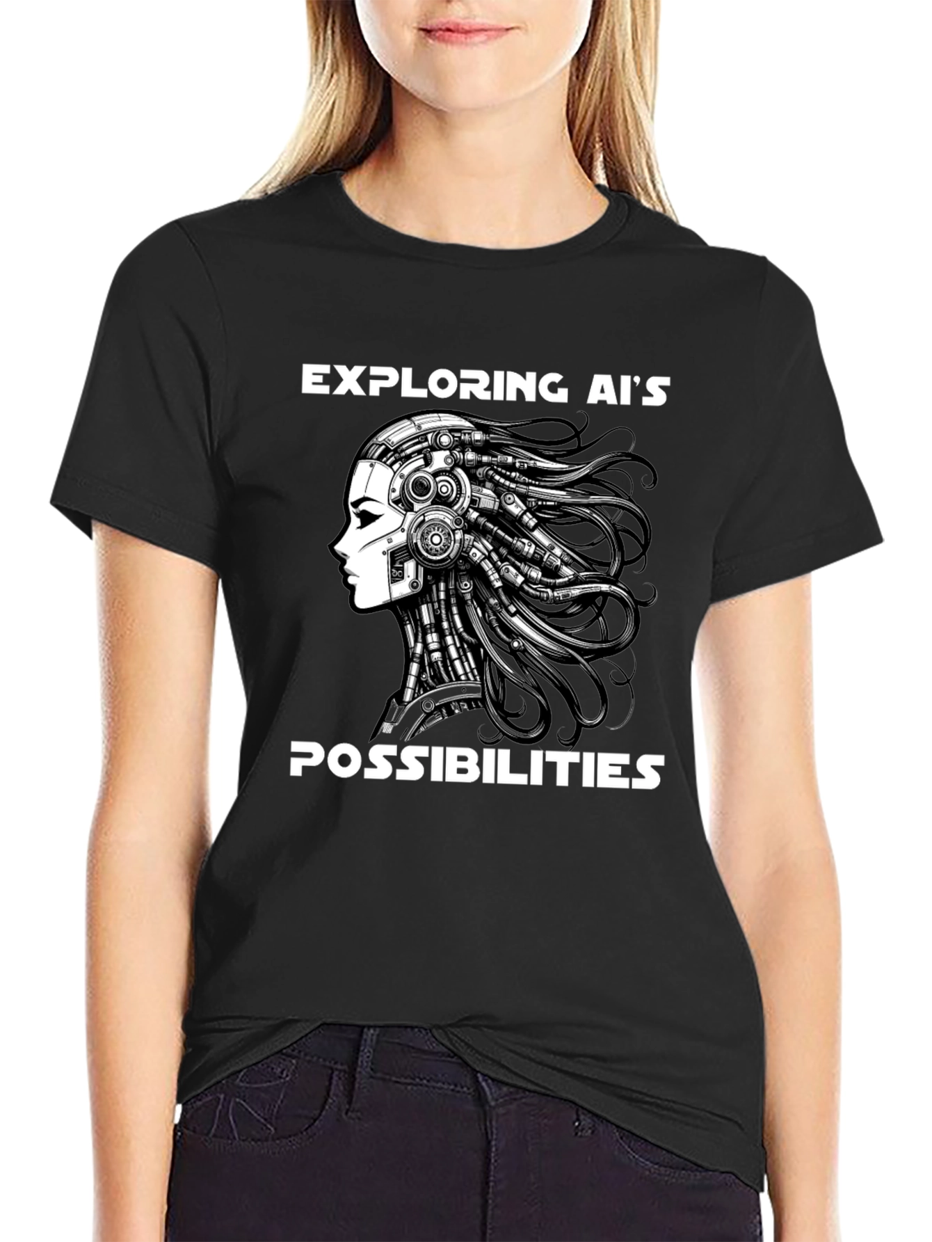 Exploring AI T-Shirt - Black Cotton Blend