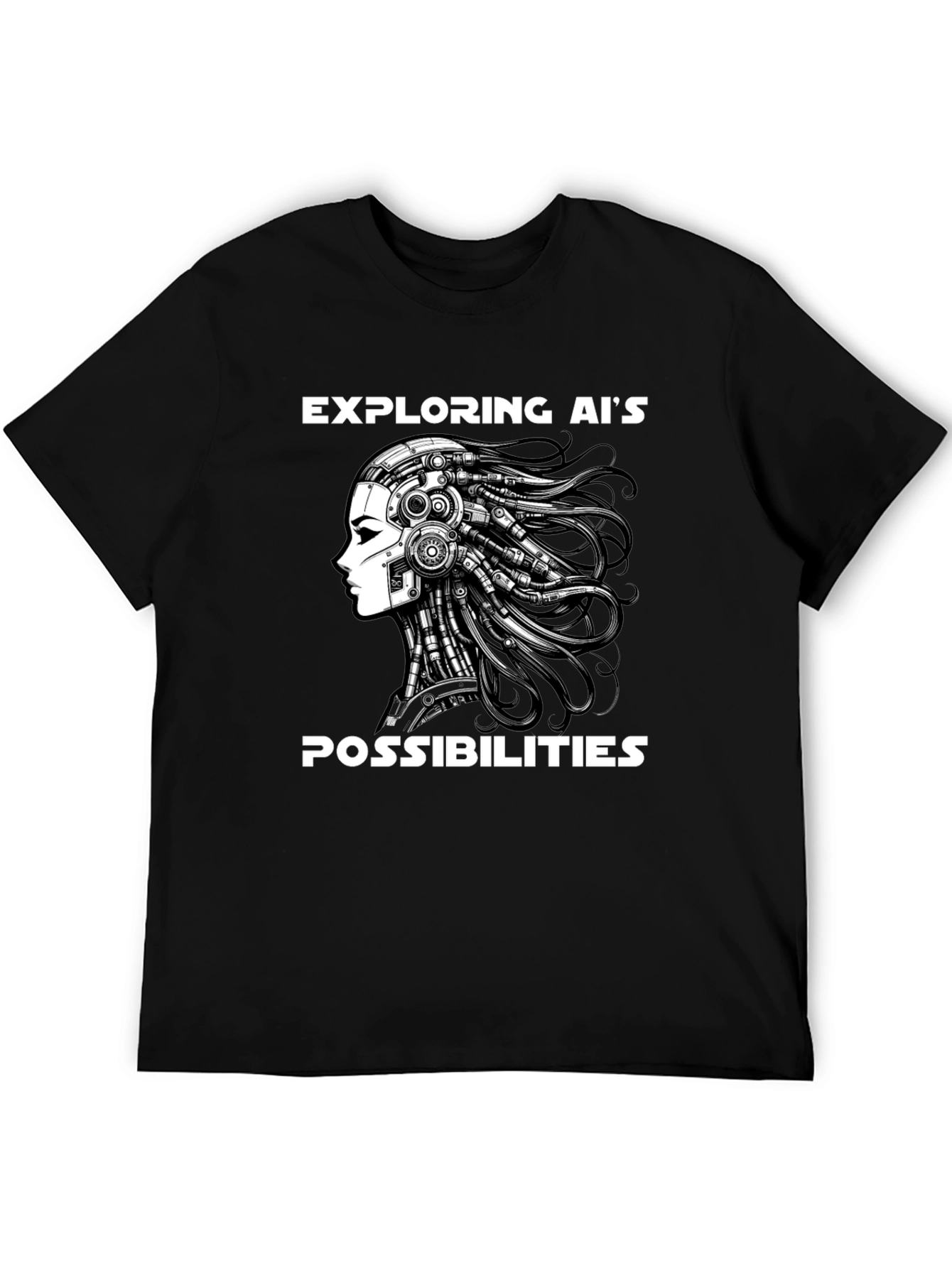 Exploring AI T-Shirt - Black Cotton Blend