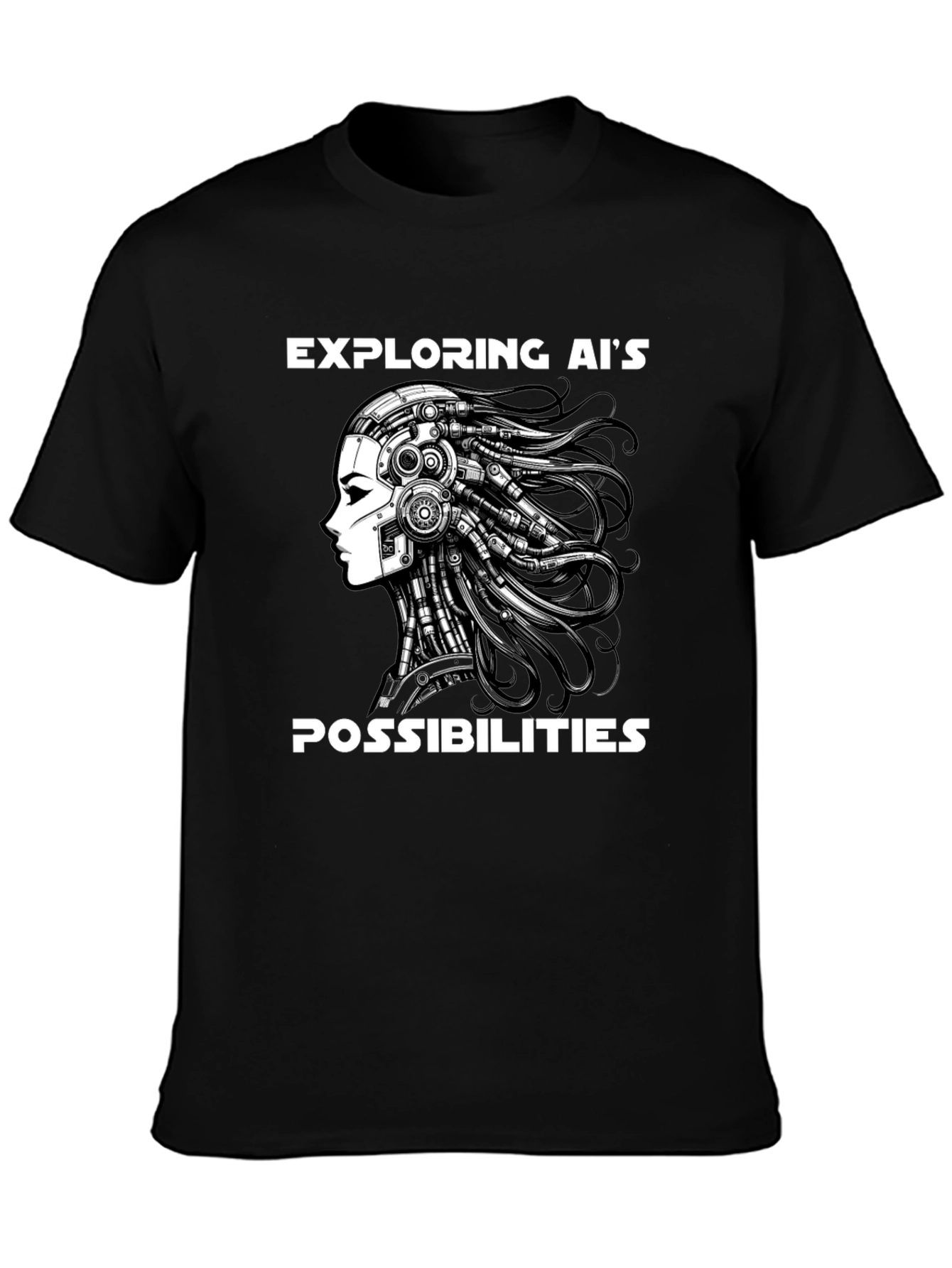 Exploring AI T-Shirt - Black Cotton Blend