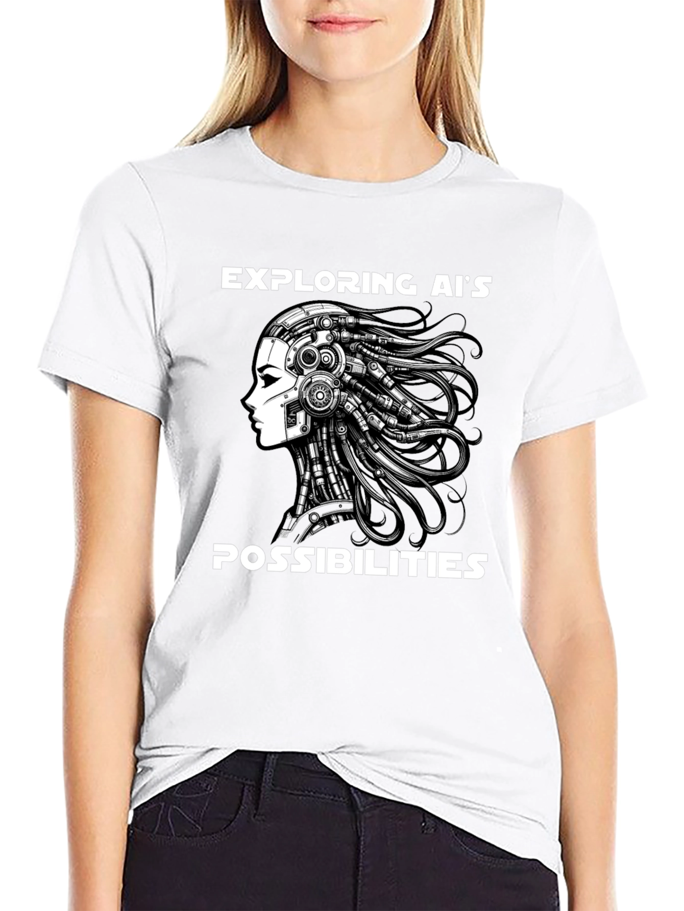 Exploring AI T-Shirt - Black Cotton Blend