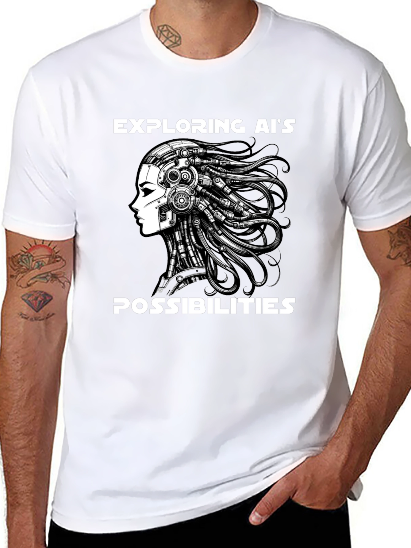 Exploring AI T-Shirt - Black Cotton Blend