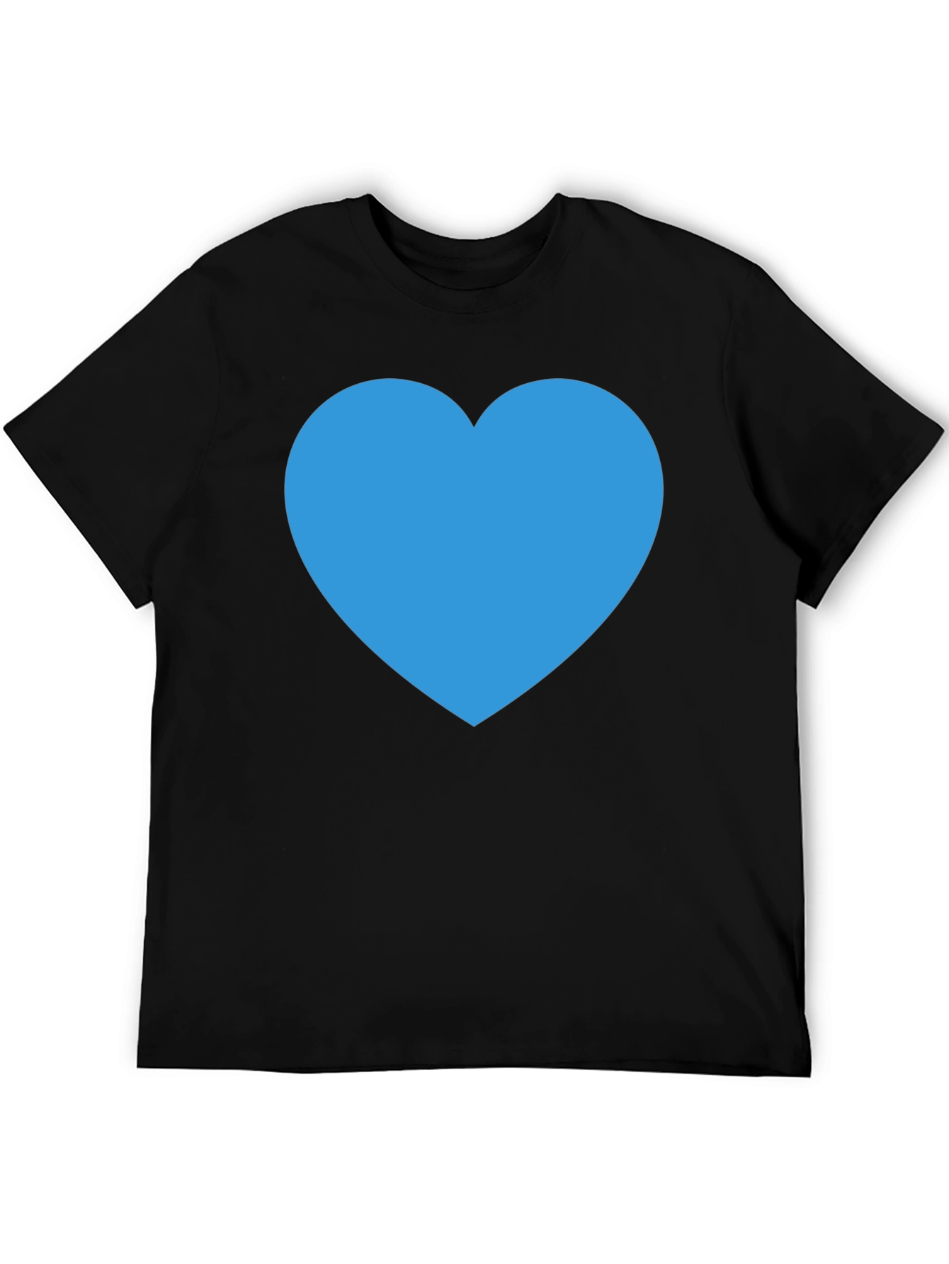 Blue Heart Graphic Black T-Shirt