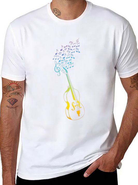 Musical Guitar Notes Graphic T-Shirt - Black