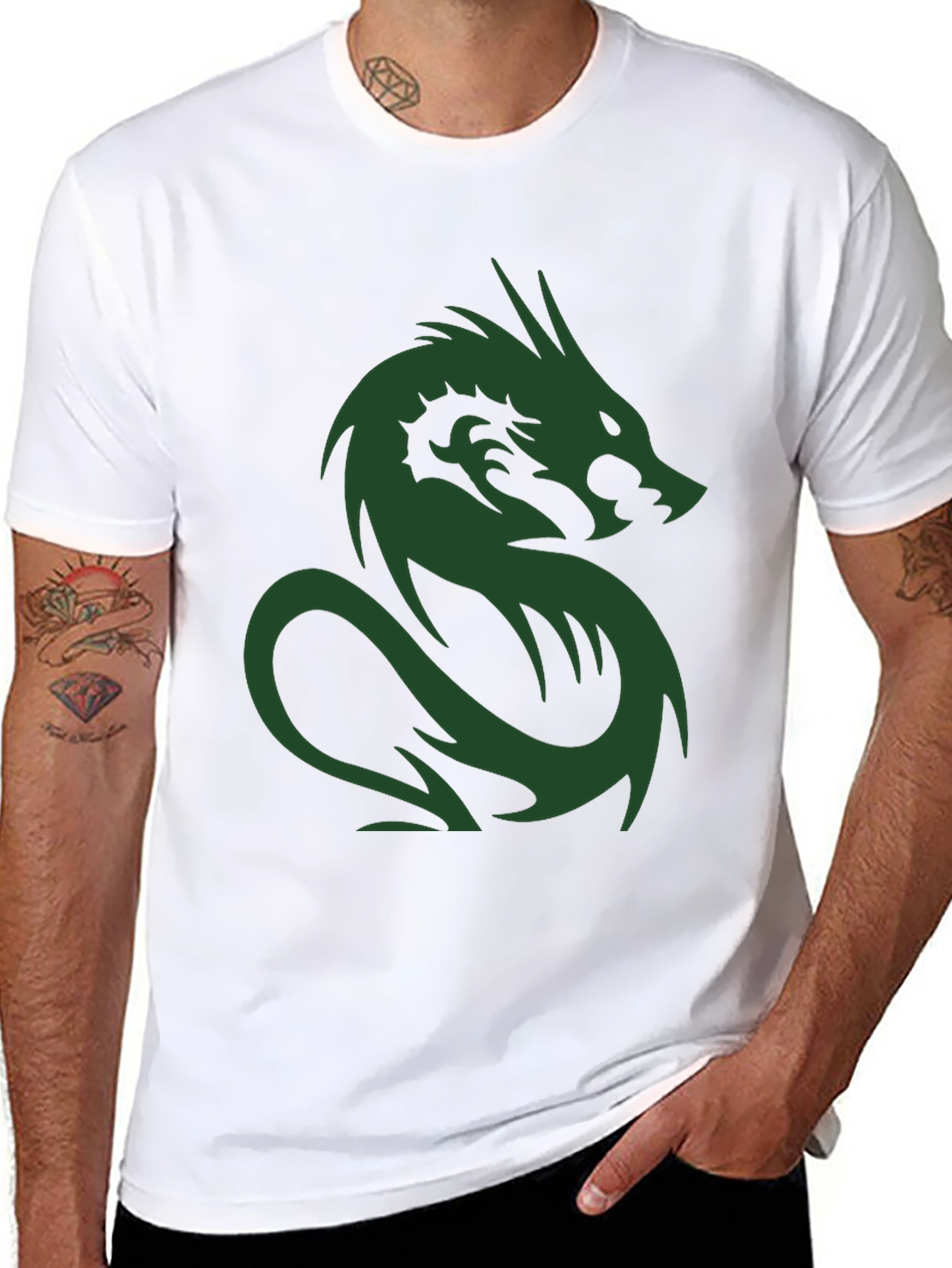 Dragon Graphic Print Crew Neck T-Shirt