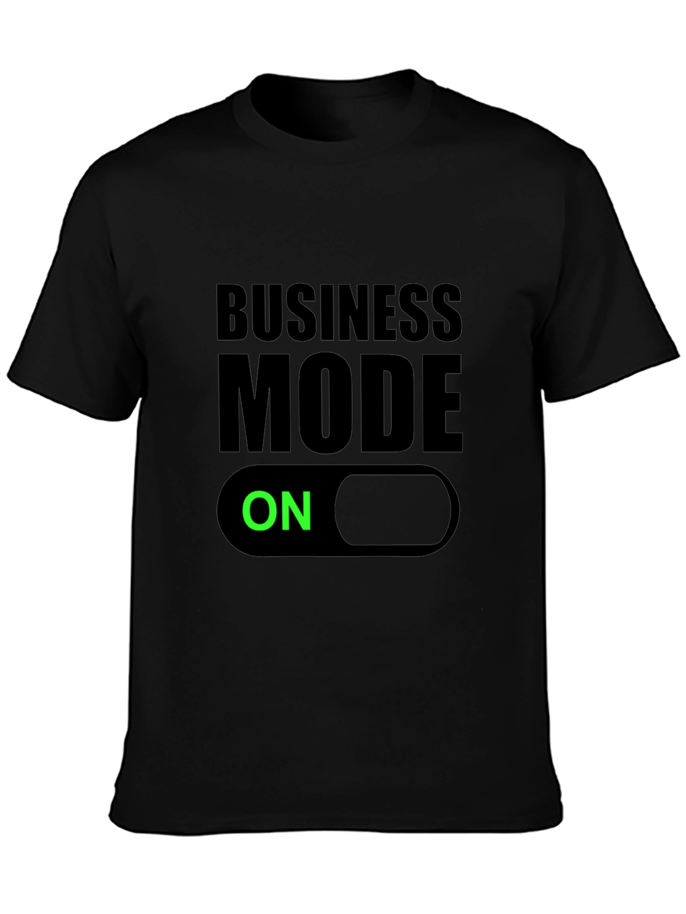 Business Mode On Black T-Shirt